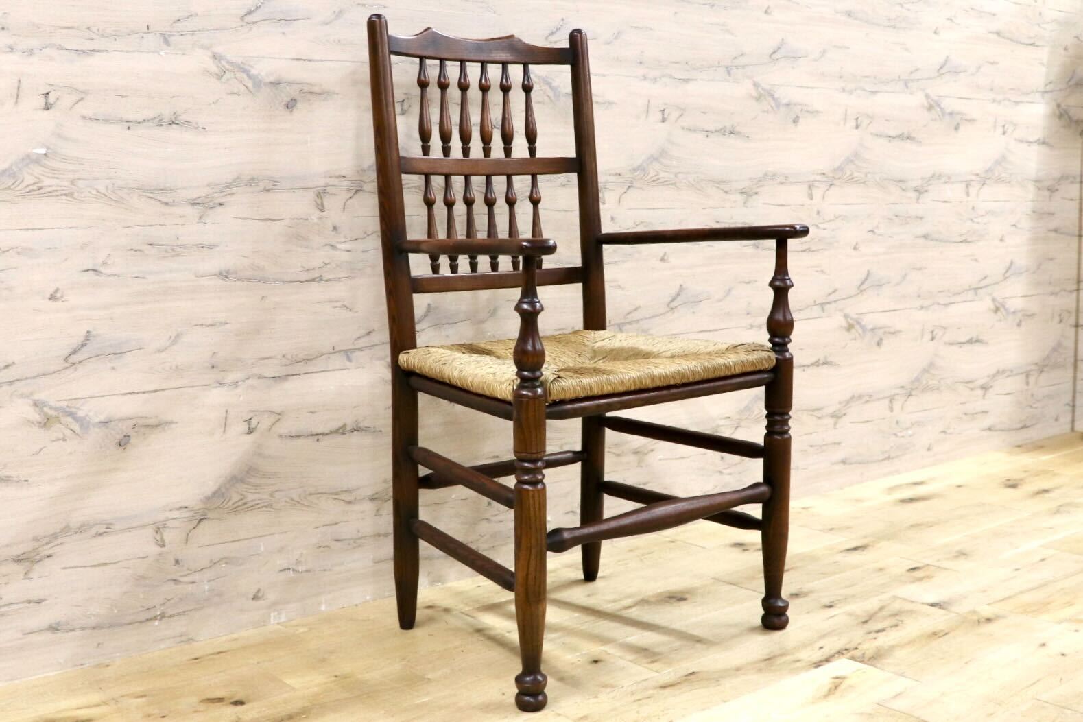 GMHS454F○英国 アンティーク スピンドルバック ダイニングチェア 椅子 オーク無垢材 クラシック 輸入家具 在庫品