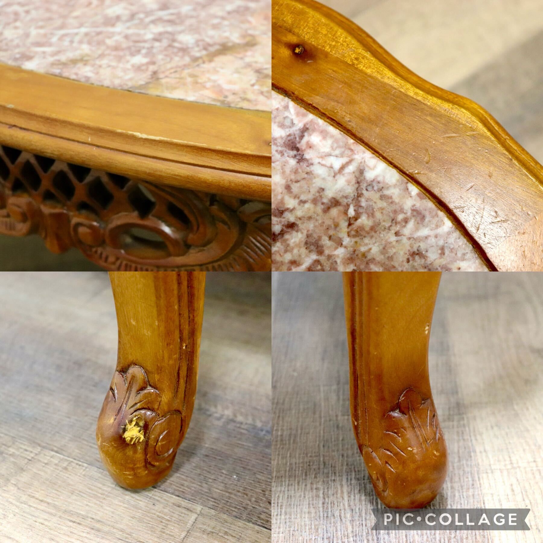 GMGH475○イタリア製 アンティーク 大理石 センターテーブル リビングテーブル 最高級 ロココ調 彫刻 猫脚 展示品※発送不可