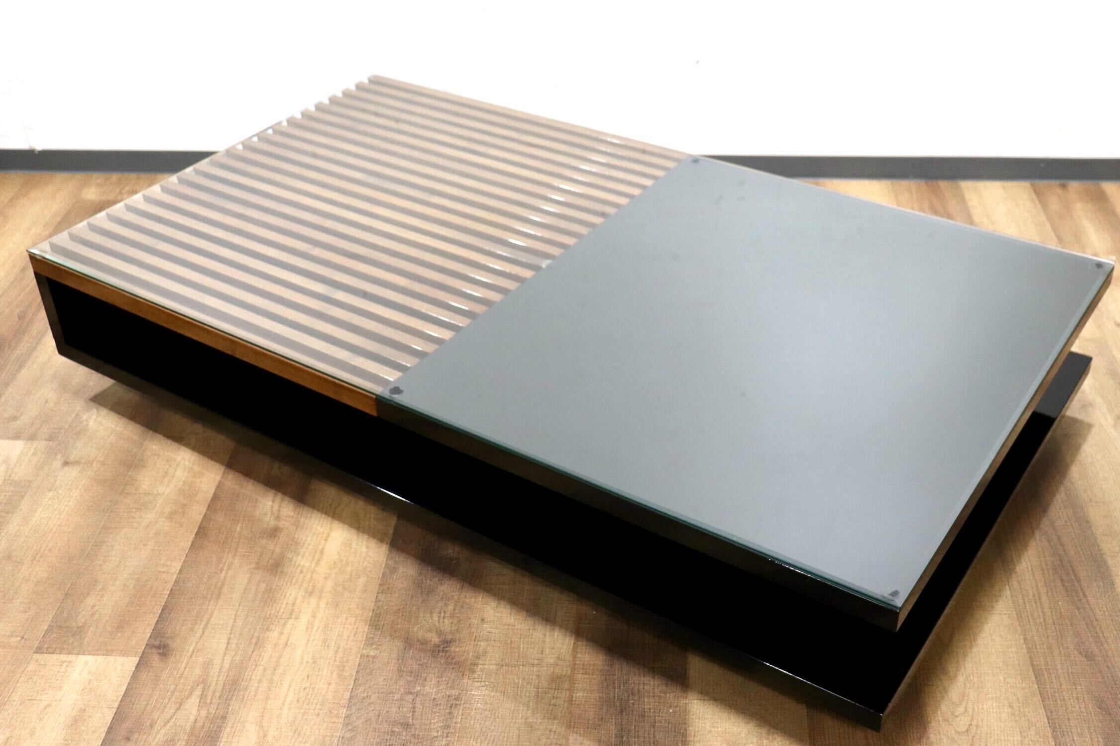 GMHK628○モリシゲ / MORISHIGE レクト センターテーブル リビングテーブル 応接机 ガラス IDC大塚家具 定価約31万