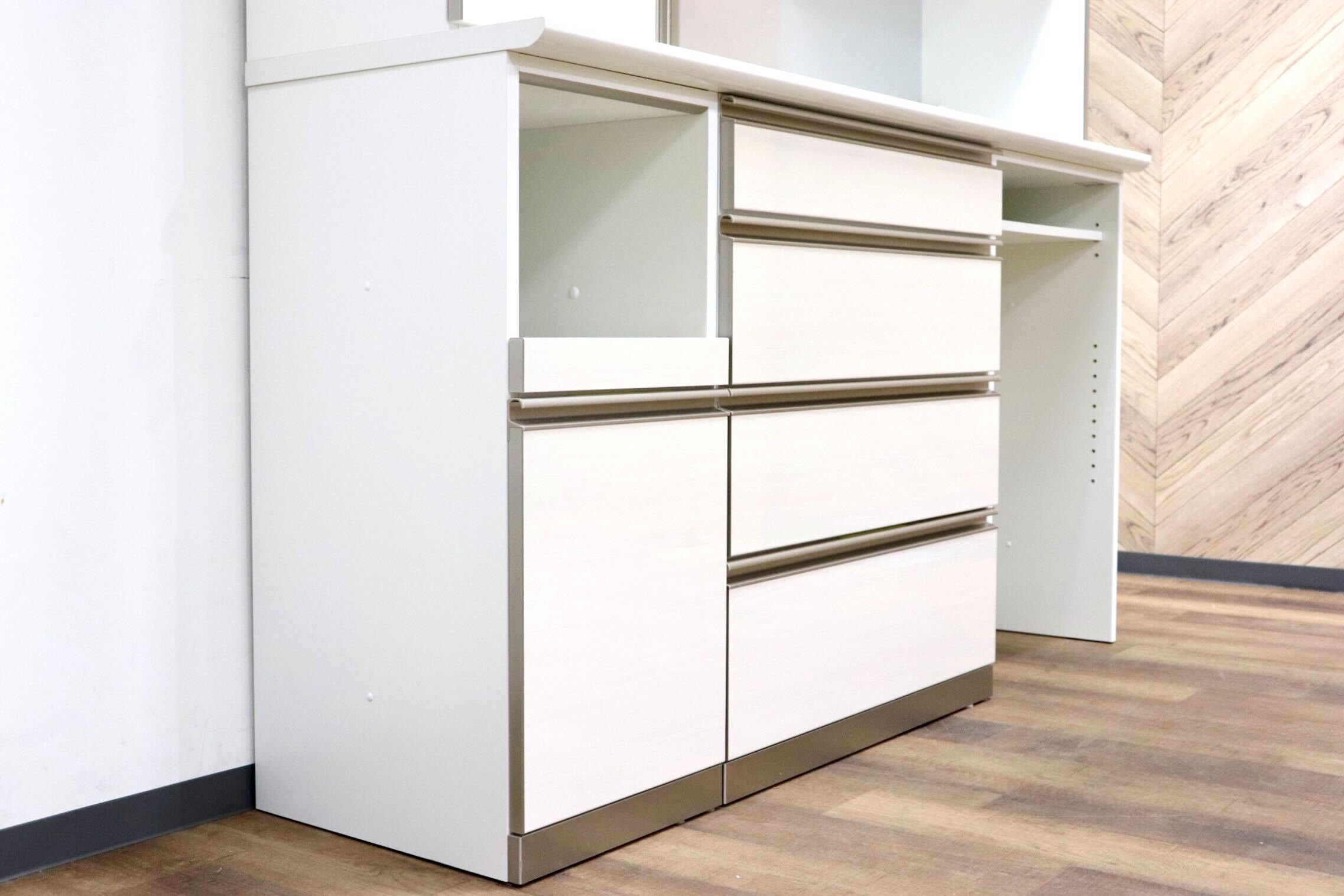 GMHH438○AYANO / 綾野製作所 キッチンボード ダイニングボード 食器棚 レンジボード スタイリッシュ モダン IDC大塚家具 約36万 展示品