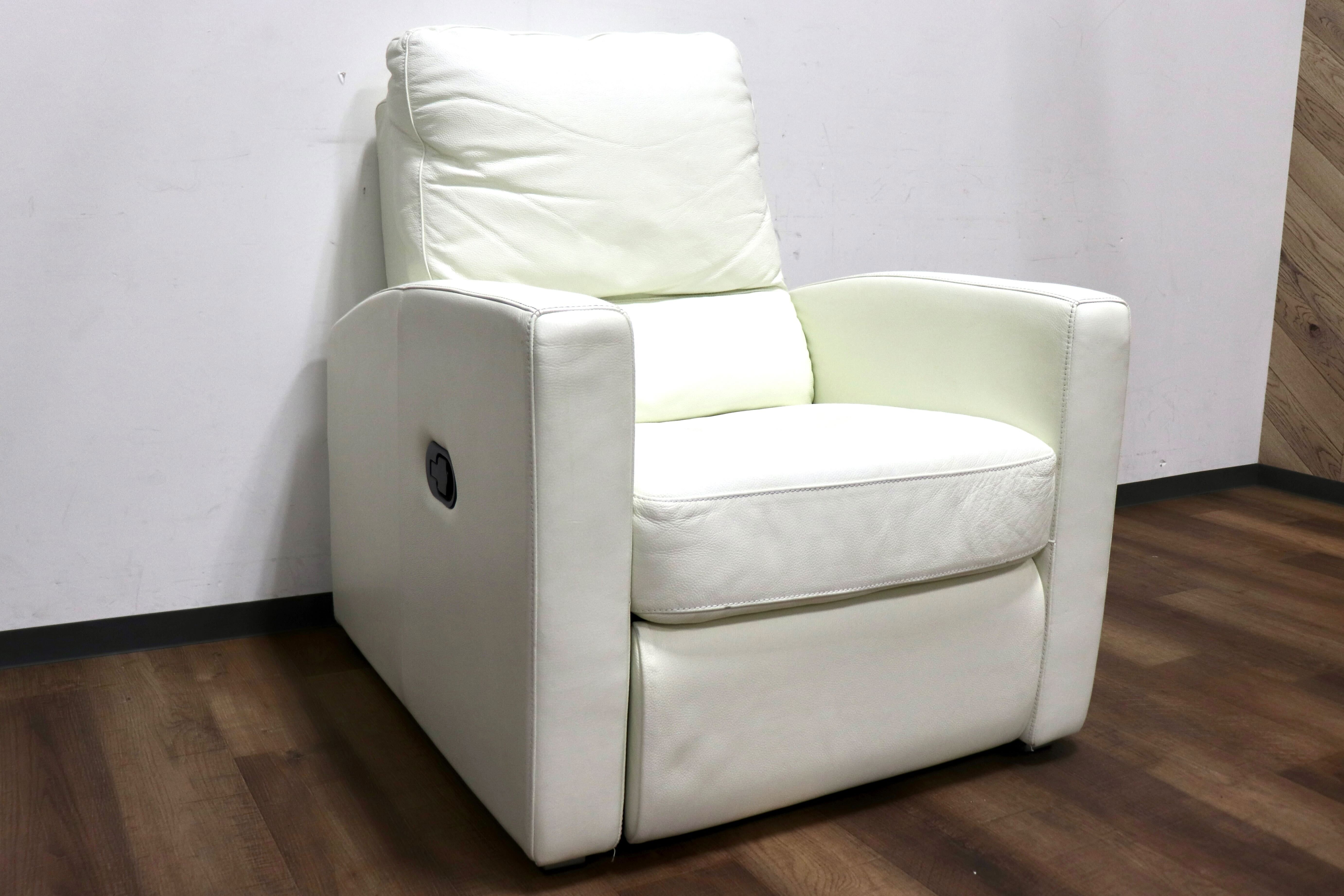 GMHH303○ギャラリーエム ACTUS / アクタス ASTI シングルソファ ドイツ リクライニングソファ ロックダウン式 ホワイト 本革 モダン