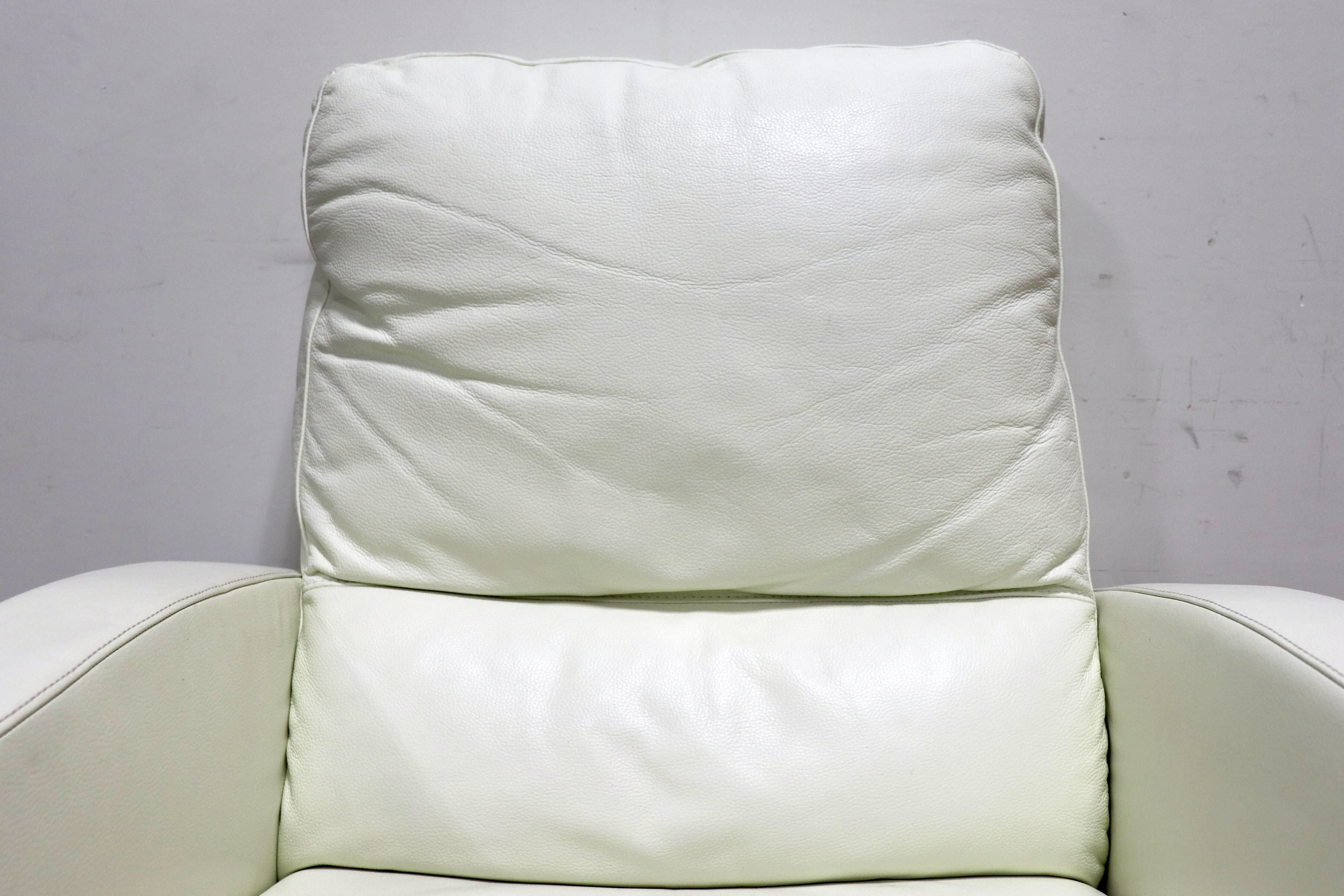 GMHH303○ギャラリーエム ACTUS / アクタス ASTI シングルソファ ドイツ リクライニングソファ ロックダウン式 ホワイト 本革 モダン