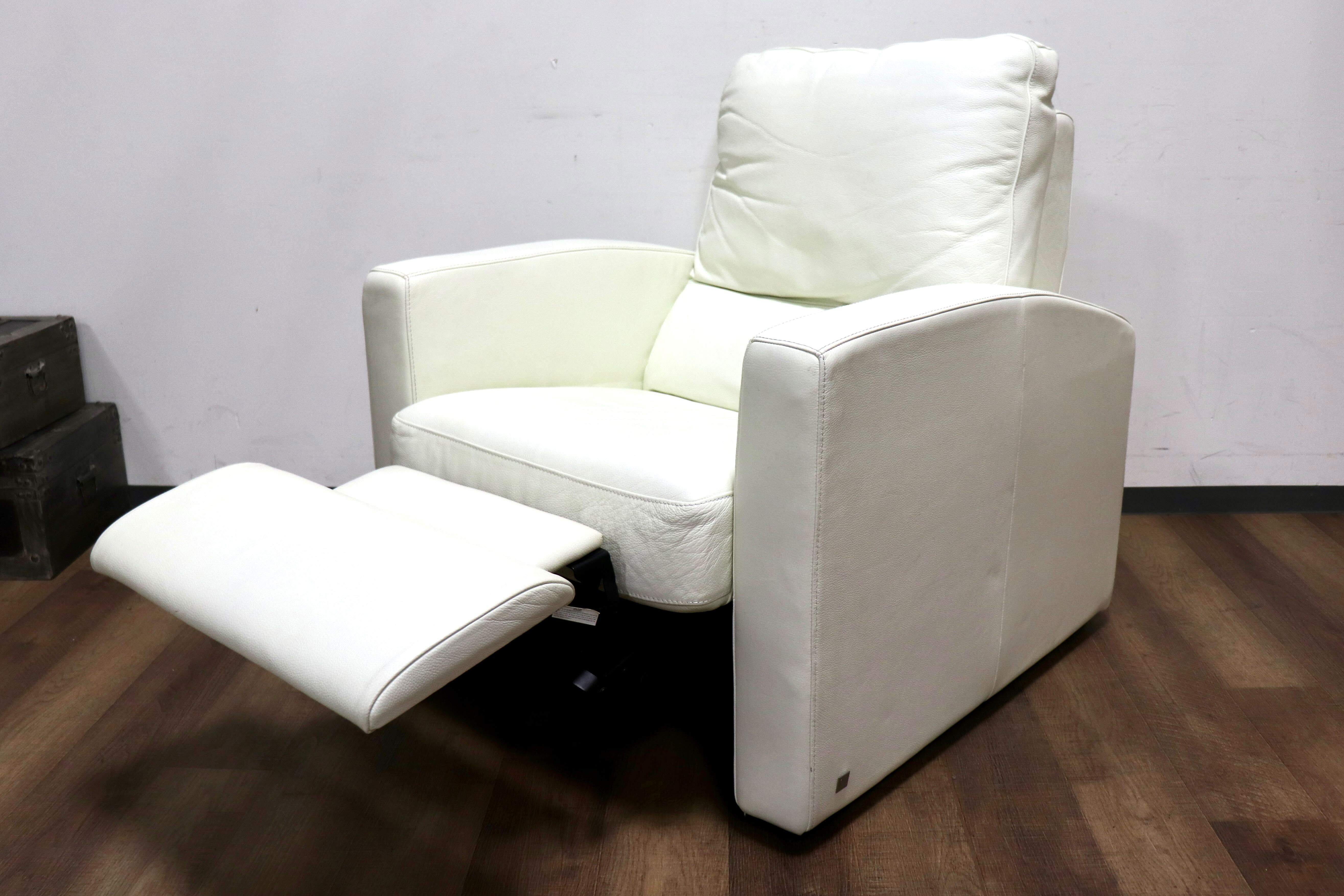 GMHH303○ギャラリーエム ACTUS / アクタス ASTI シングルソファ ドイツ リクライニングソファ ロックダウン式 ホワイト 本革 モダン