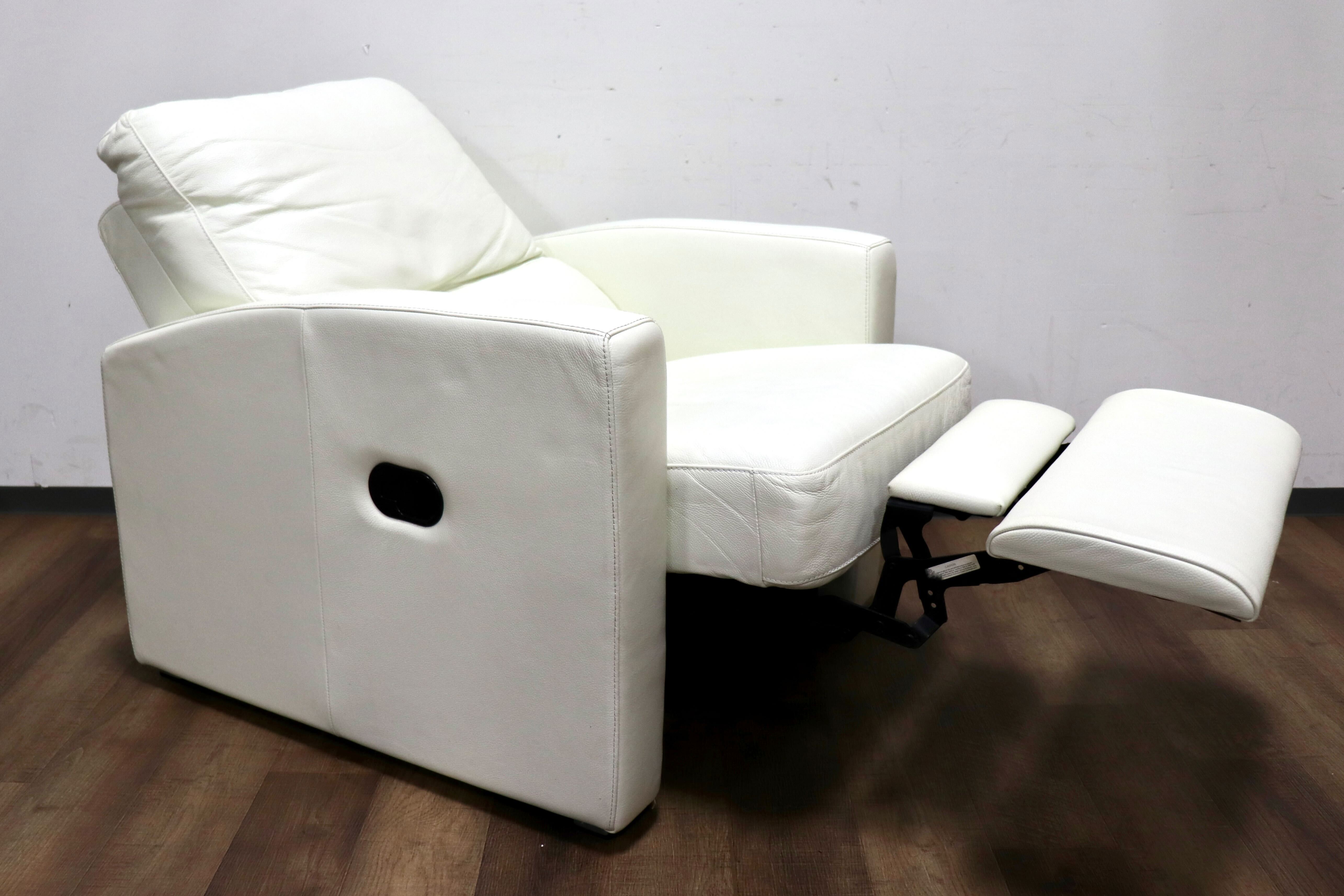 GMHH303○ギャラリーエム ACTUS / アクタス ASTI シングルソファ ドイツ リクライニングソファ ロックダウン式 ホワイト 本革 モダン