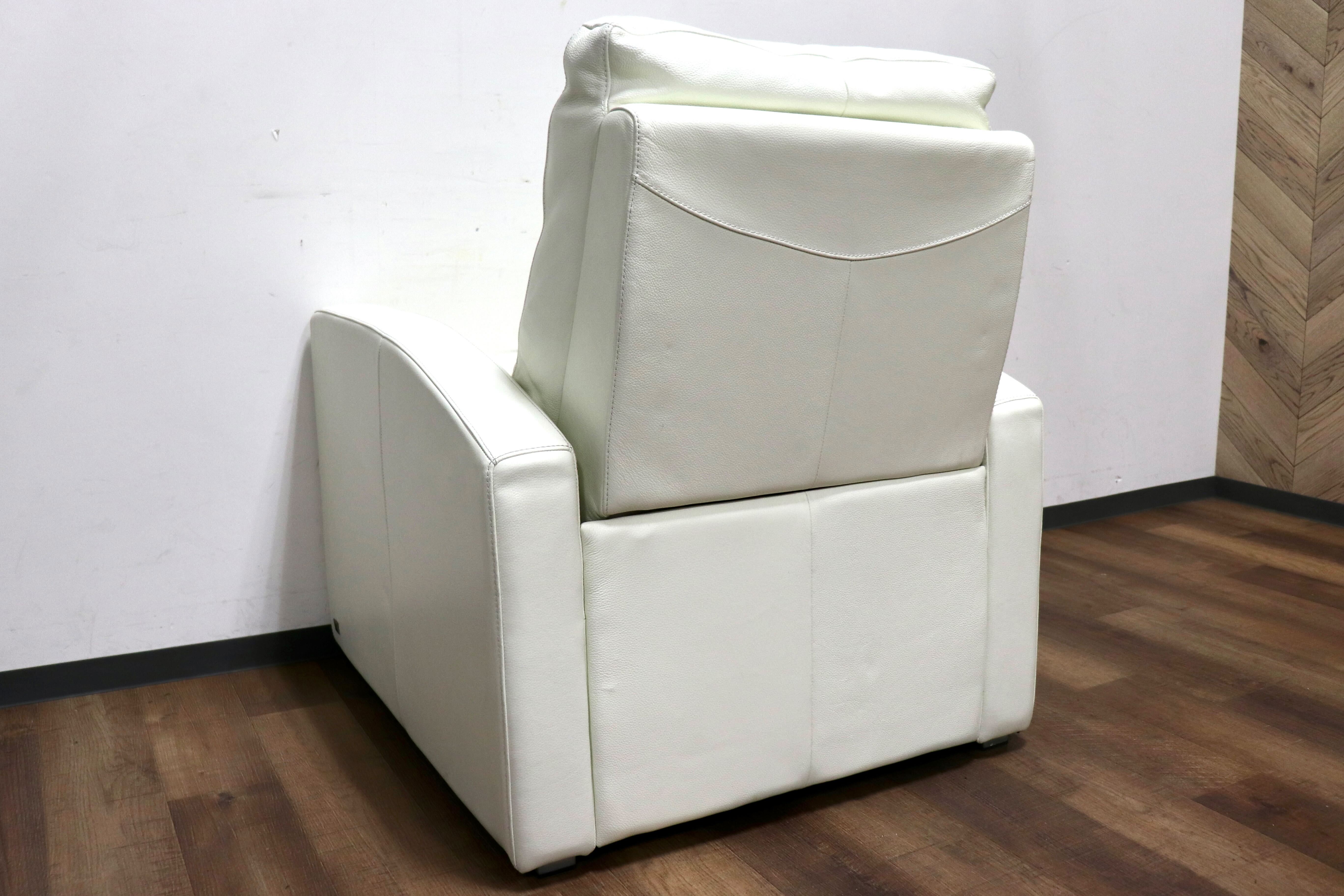 GMHH303○ギャラリーエム ACTUS / アクタス ASTI シングルソファ ドイツ リクライニングソファ ロックダウン式 ホワイト 本革 モダン