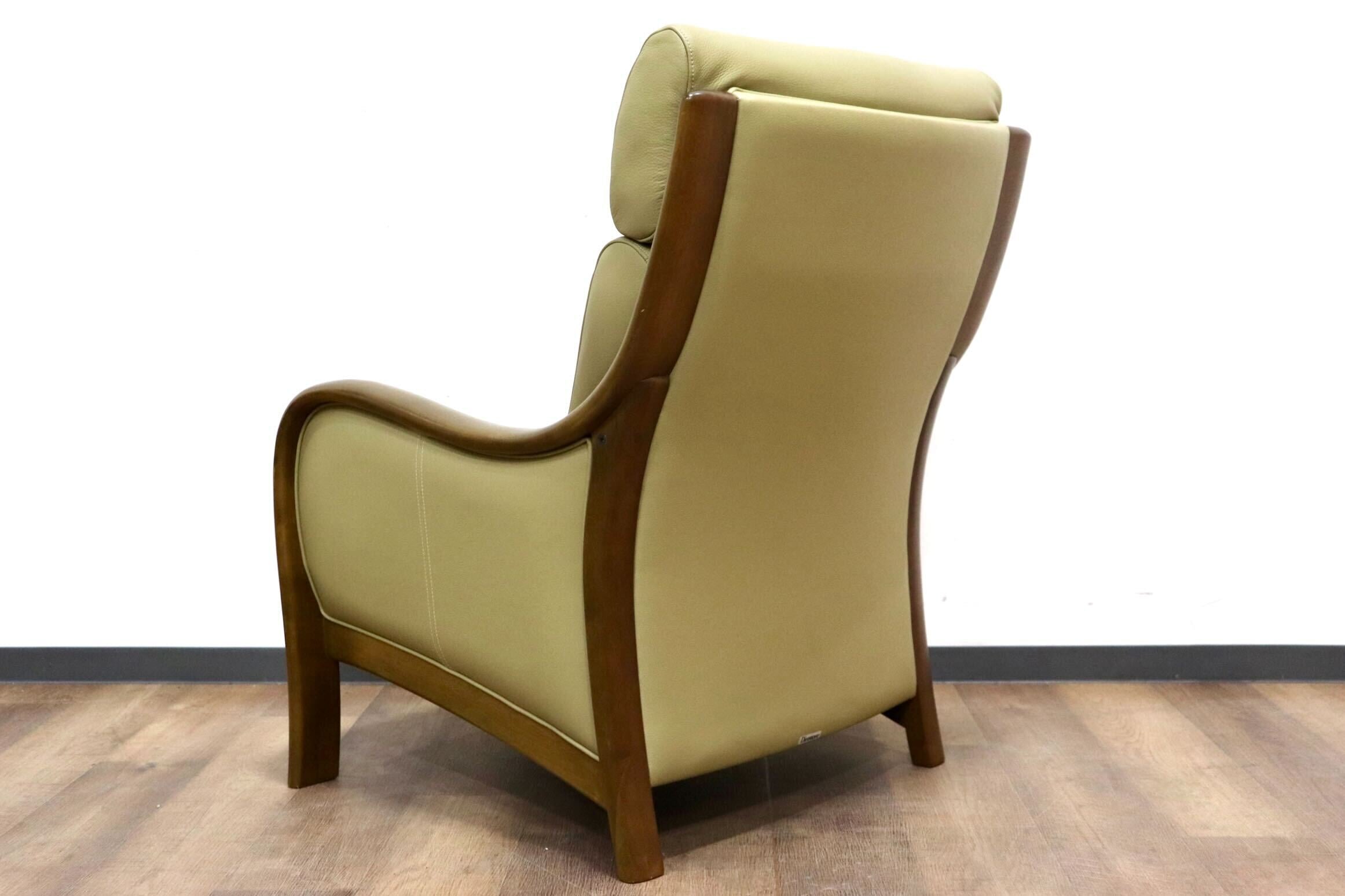 GMHK755A○karimoku / カリモク Direttore ディレトーレ 1人掛けソファ シングルソファ アームチェア 本革 オリーブ色 モダン 国産家具