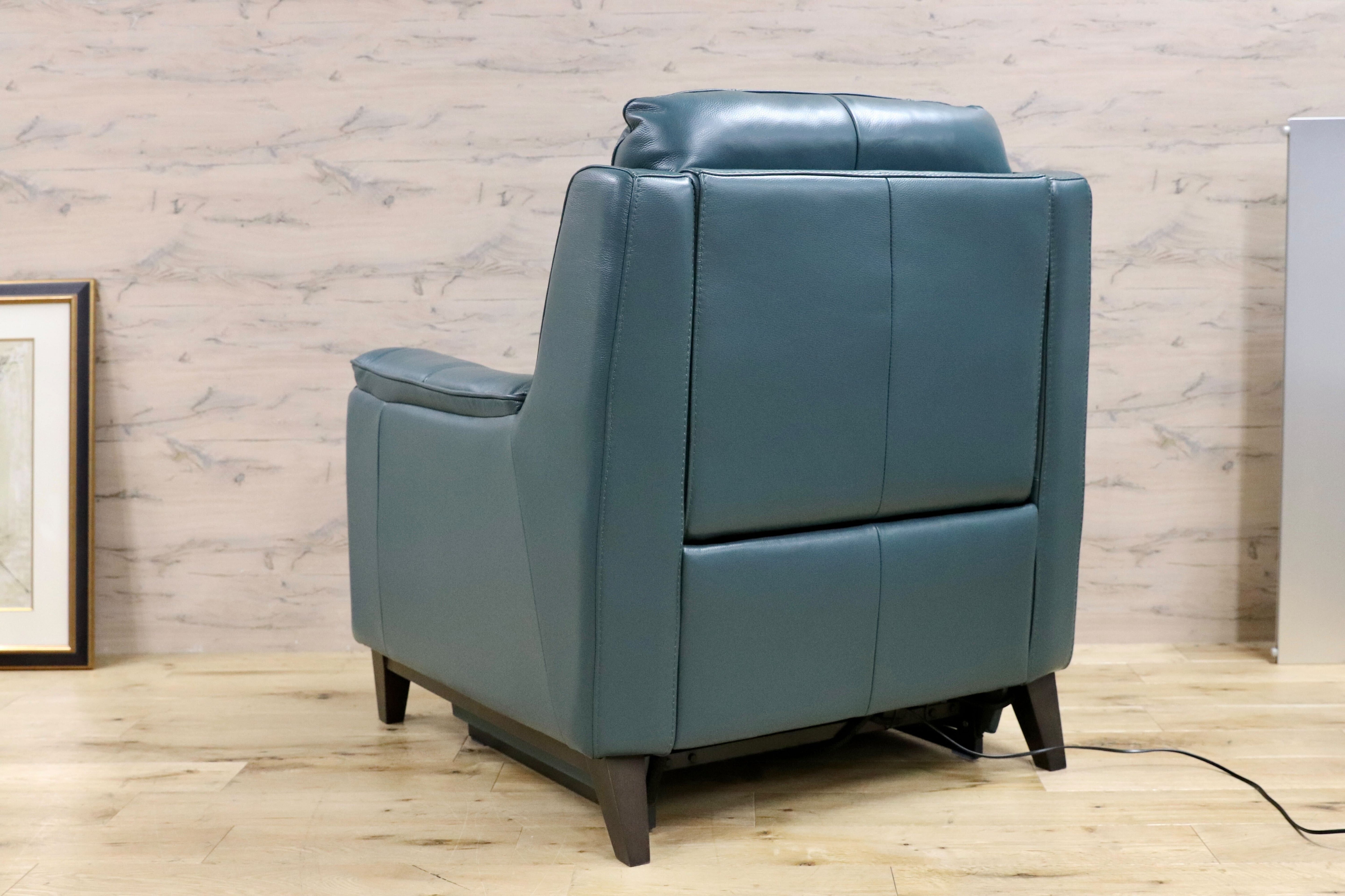 GMGK367○world of lether / ワールドオブレザー 本革 電動リクライニングチェア シングルソファ 1人掛け モダン 高級 家具 美品