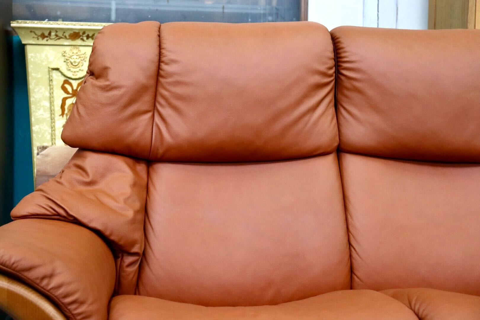 GMIS514○EKORNES / エコーネス エルドラド 2人掛けソファ ラブソファ 北欧 ノルウェー 最高級 本革 定価約62万 美品