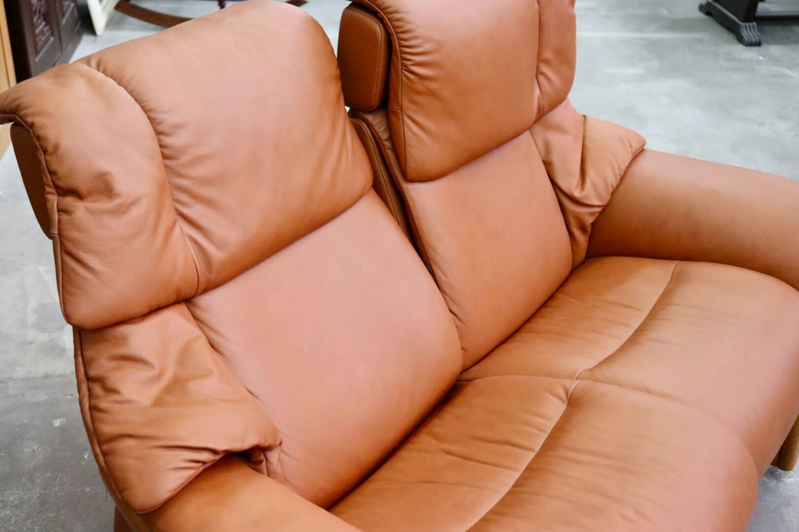 GMIS514○EKORNES / エコーネス エルドラド 2人掛けソファ ラブソファ 北欧 ノルウェー 最高級 本革 定価約62万 美品