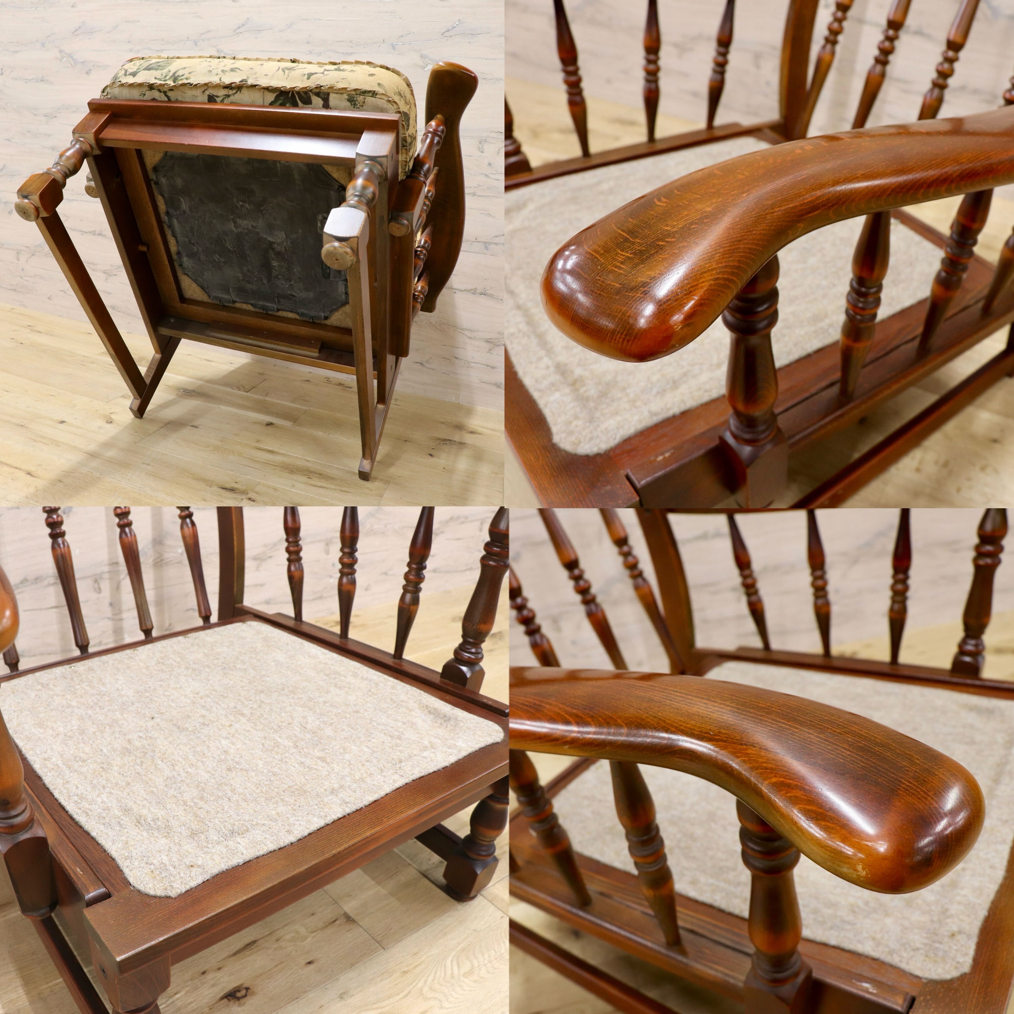 GMIH480A○karimoku / カリモク オールドカリモク コロニアル アームチェア 肘掛け椅子 ラウンジチェア ファブリック 花柄 ヴィンテージ