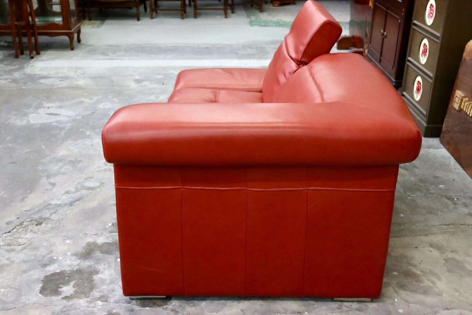 GMIS354○handson / ハンドソン シェーズロング カウチソファ コーナーソファ 本革 レッド ドイツ 2人掛けソファ 長椅子 モダン