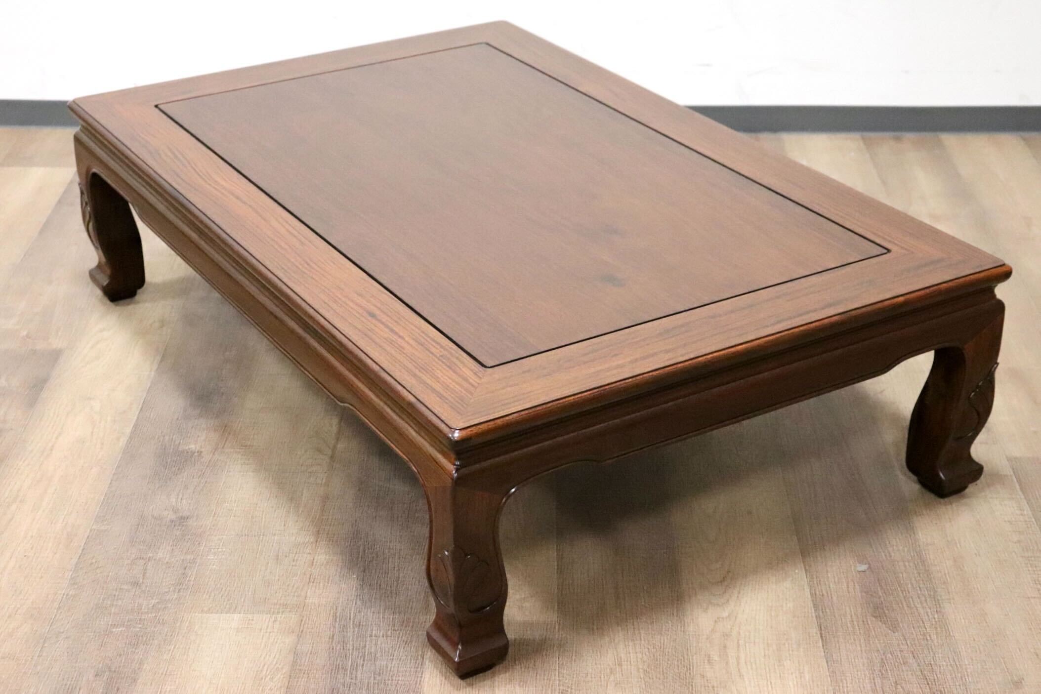 GMGF118○中澤唐木 尾崎作 花梨 無垢材 座卓 ローテーブル リビングテーブル 漆塗り 和室 和モダン 伝統工芸品 希少 定価約54万 展示品