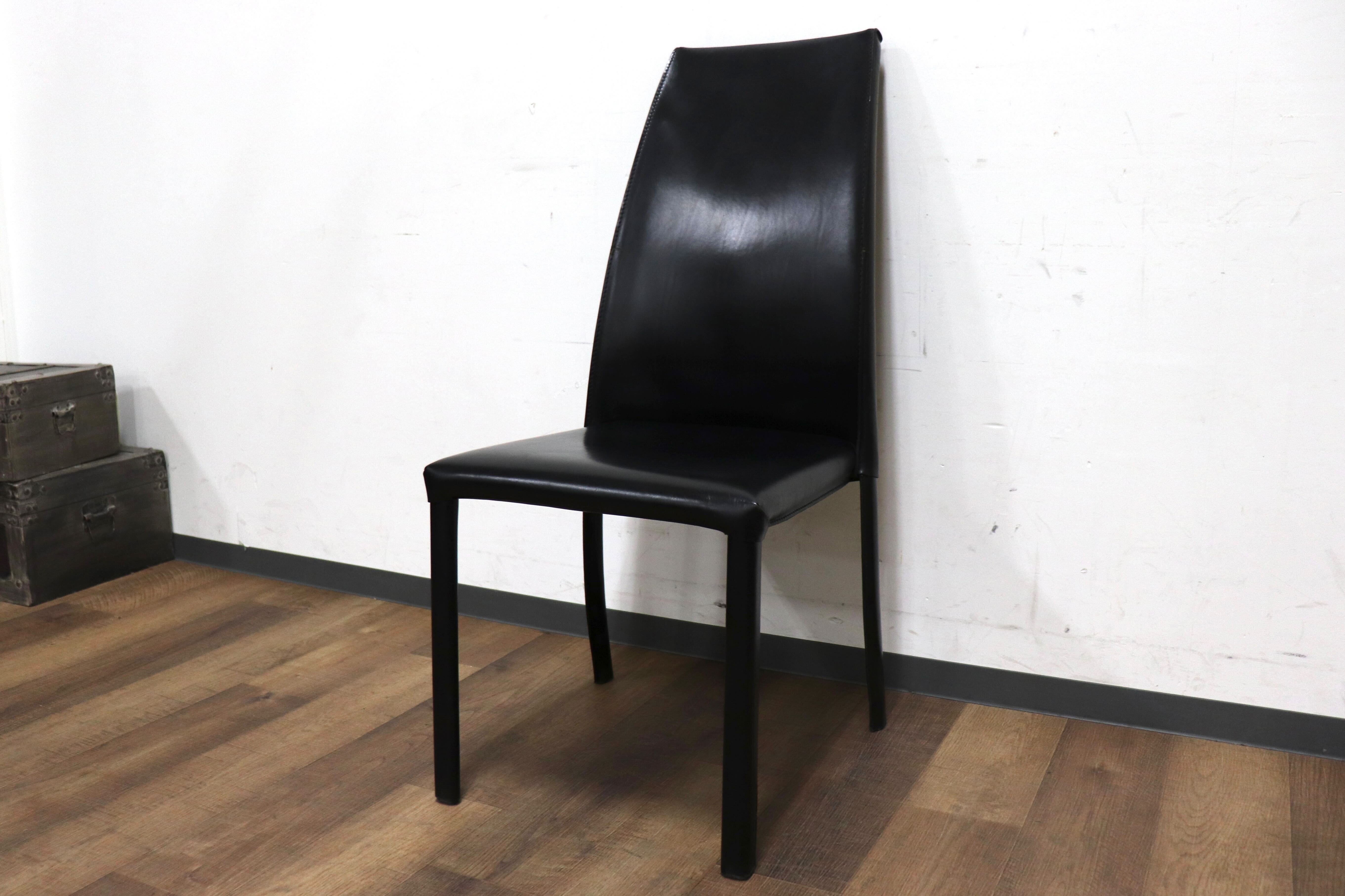 GMHN288D○FRAG / フラッグ LATINA ダイニングチェア アームレスチェア ハイバックチェア 椅子 ブラック 本革 イタリア製 検)カッテラン