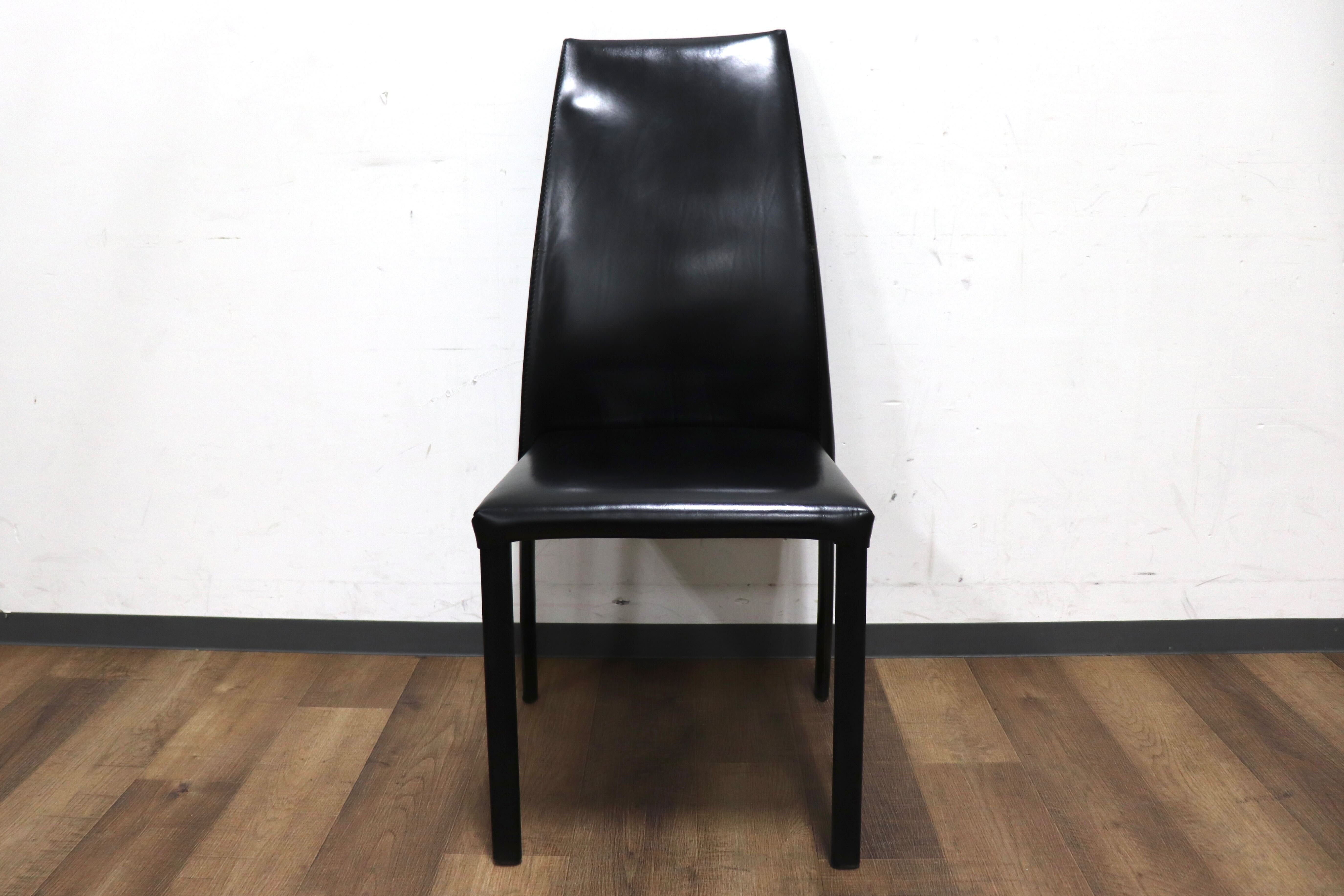 GMHN288D○FRAG / フラッグ LATINA ダイニングチェア アームレスチェア ハイバックチェア 椅子 ブラック 本革 イタリア製 検)カッテラン