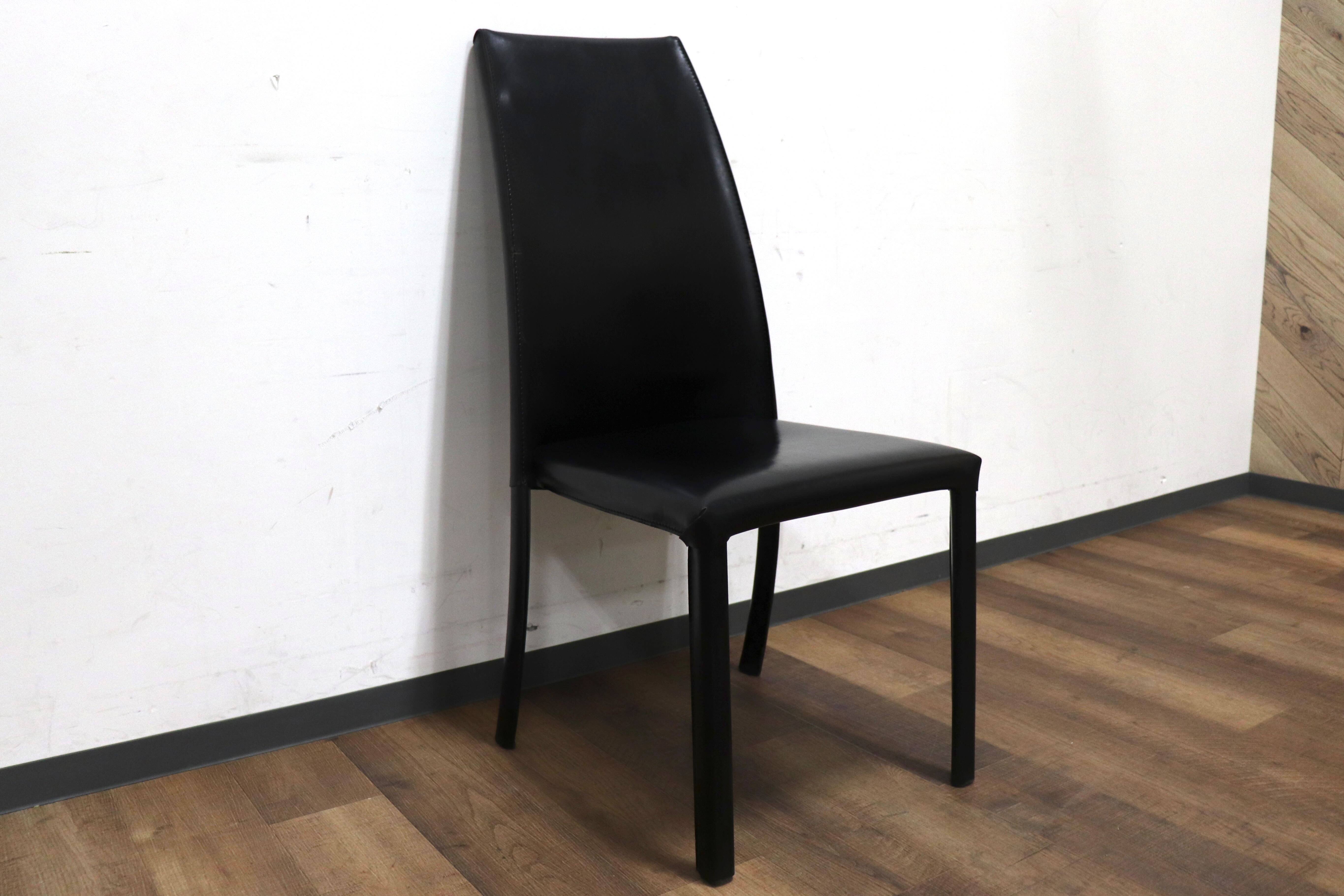 GMHN288D○FRAG / フラッグ LATINA ダイニングチェア アームレスチェア ハイバックチェア 椅子 ブラック 本革 イタリア製 検)カッテラン