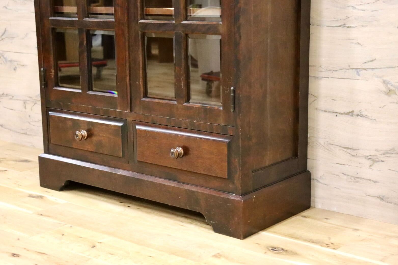 GMGN186B○北海道民芸家具 本棚 書棚 本箱 キャビネット 飾り棚 樺無垢材 飛騨産業 和家具 和モダン レトロ 古民家 旅館 書斎 棚