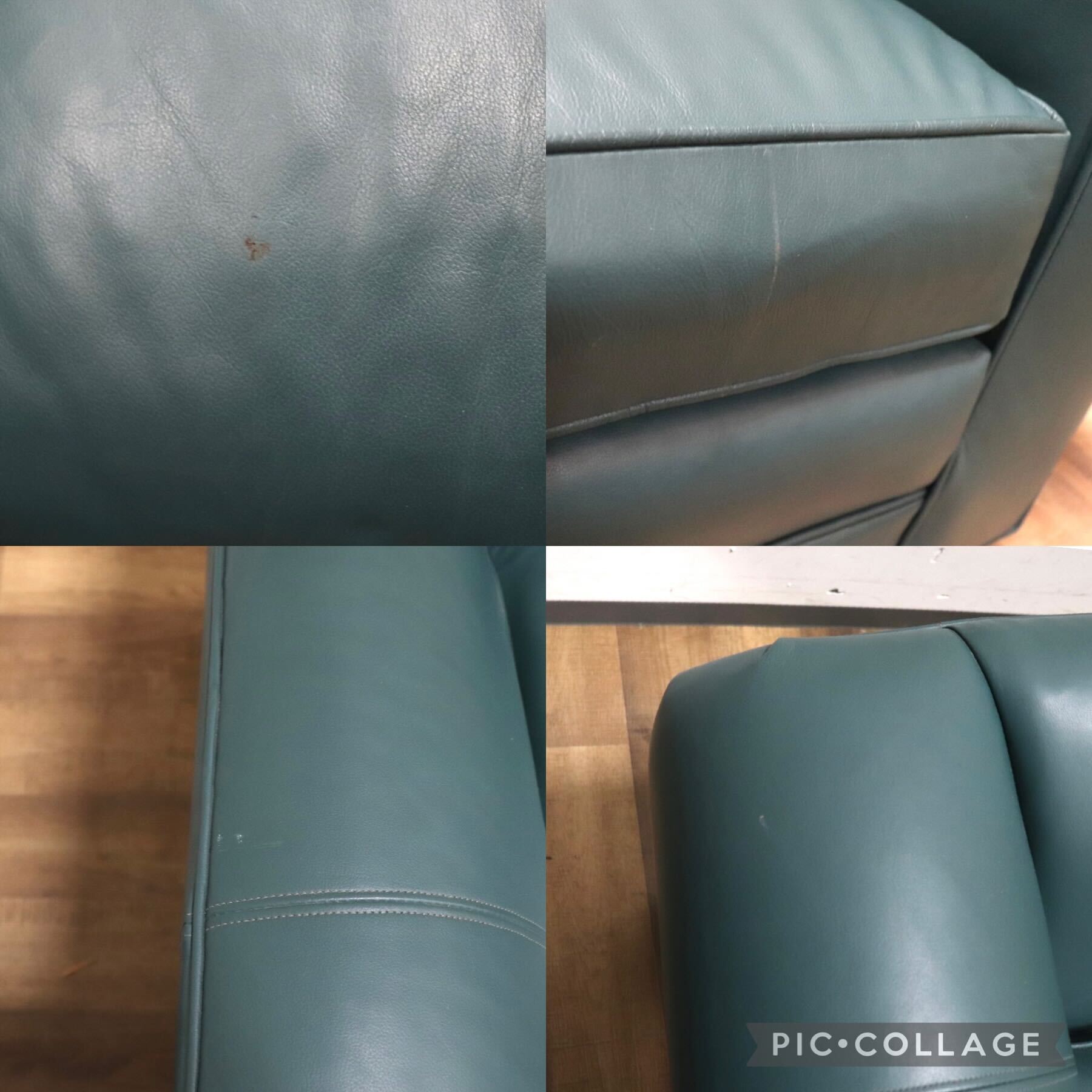 GMHS220C○ETHAN ALLEN / イーセンアーレン 3人掛けソファ トリプルソファ 本革 グリーン 応接 IDC大塚家具 US クラシック ヴィンテージ