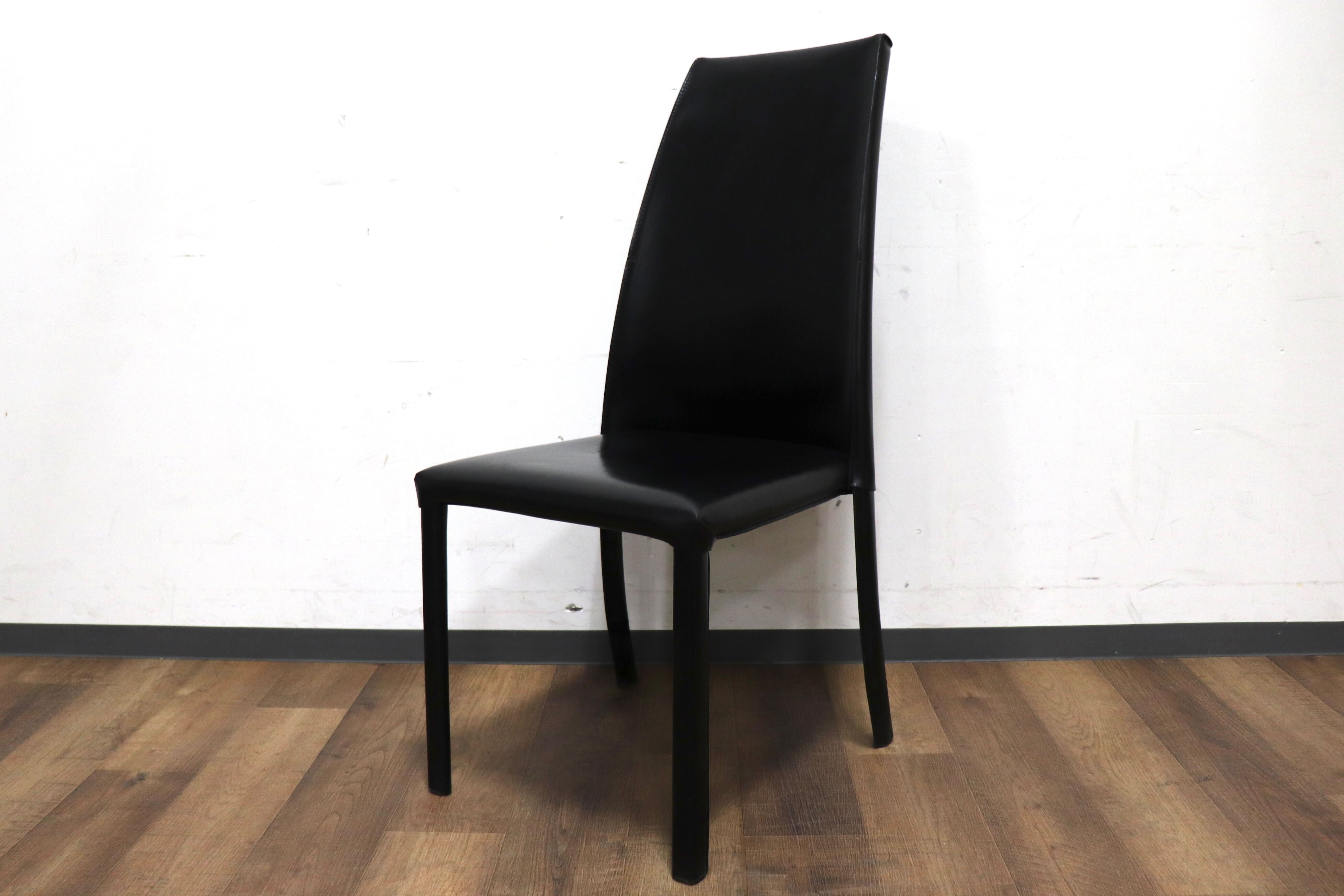 GMHN288D○FRAG / フラッグ LATINA ダイニングチェア アームレスチェア ハイバックチェア 椅子 ブラック 本革 イタリア製 検)カッテラン