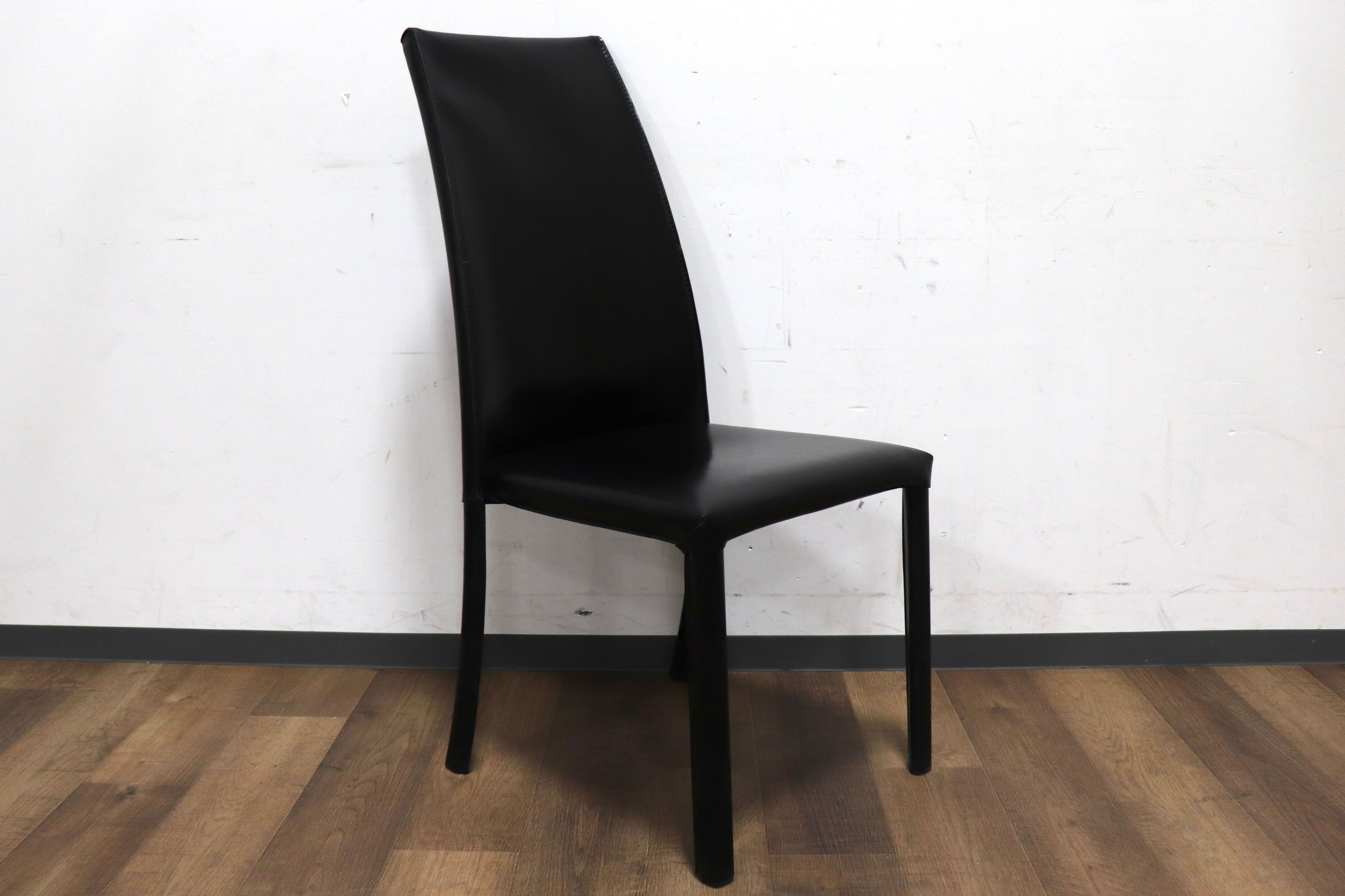 GMHN288D○FRAG / フラッグ LATINA ダイニングチェア アームレスチェア ハイバックチェア 椅子 ブラック 本革 イタリア製 検)カッテラン