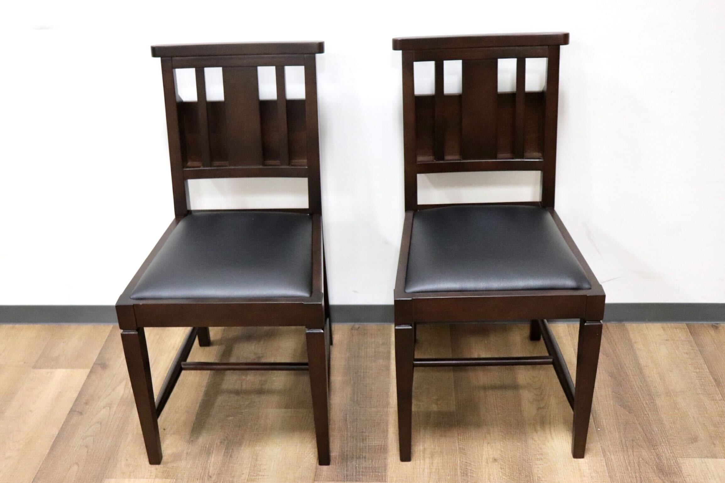 GMGN342F○CHERRY FURNITURE / 桜屋工業 ダイニングチェア チャーチチェア マガジンラック 合皮 ダークブラウン 2脚セット モダン 未使用品