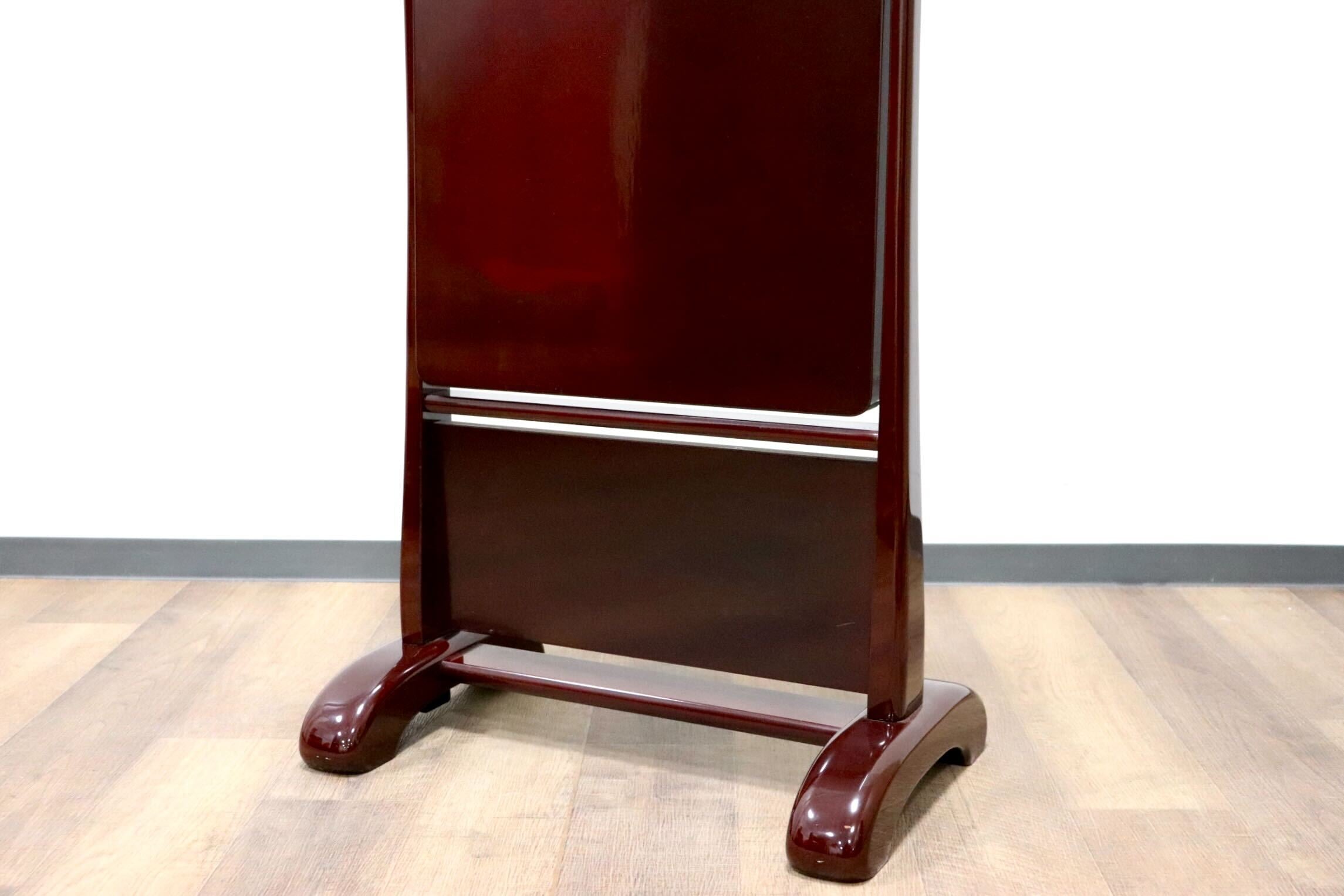 GMGF122○MATSUSO / 松創 秋草は溜 橘型 全身鏡 姿見 スタンドミラー 漆塗り 和モダン 府中家具 IDC大塚家具 定価約80万 展示品