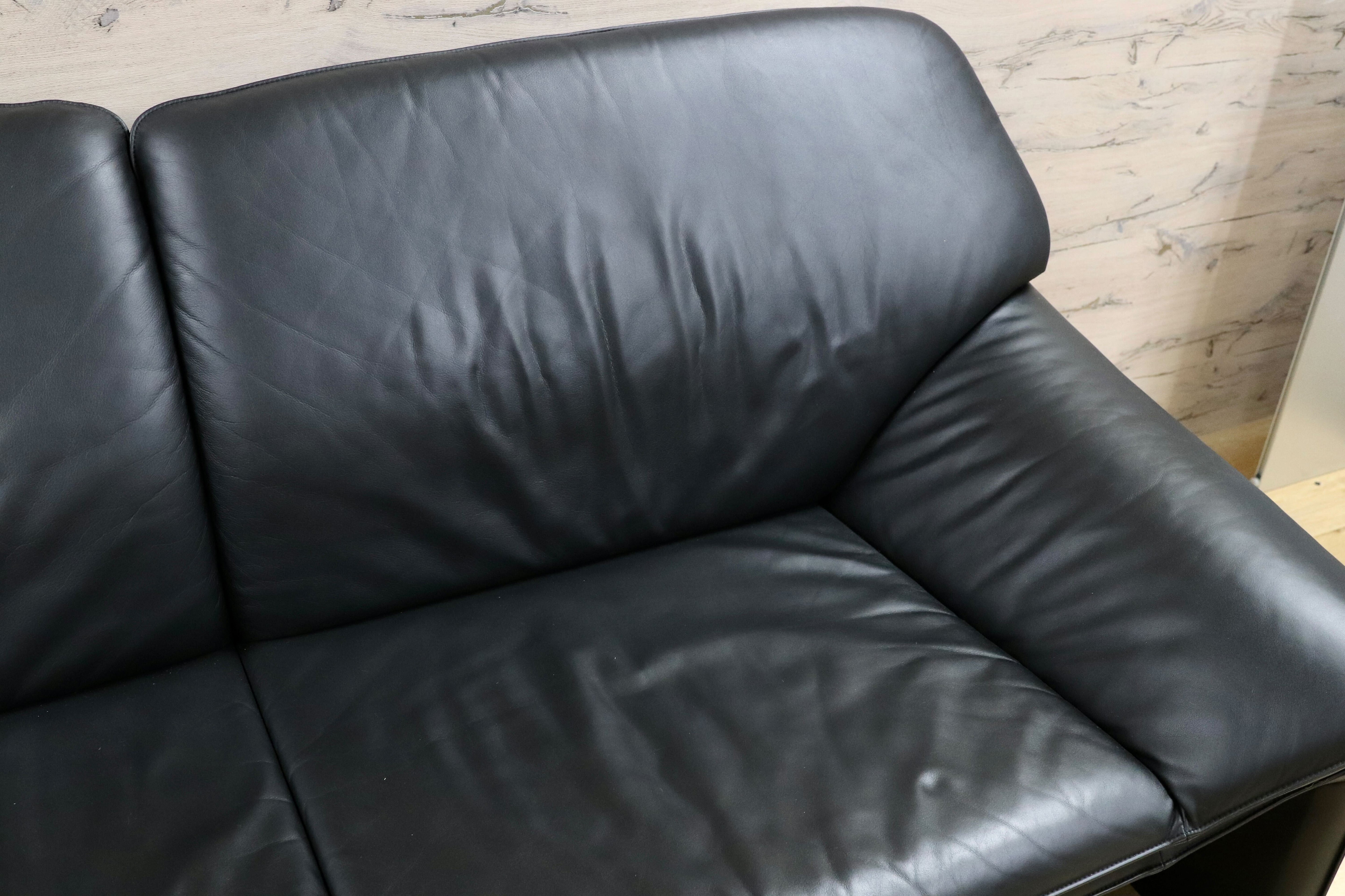 GMGT69○LAAUSER / ラウーザ ATLANTA アトランタ 2.5人掛けソファ ラブソファ 総革 黒 モダン ドイツ製 定価71.4万 最高級 美品