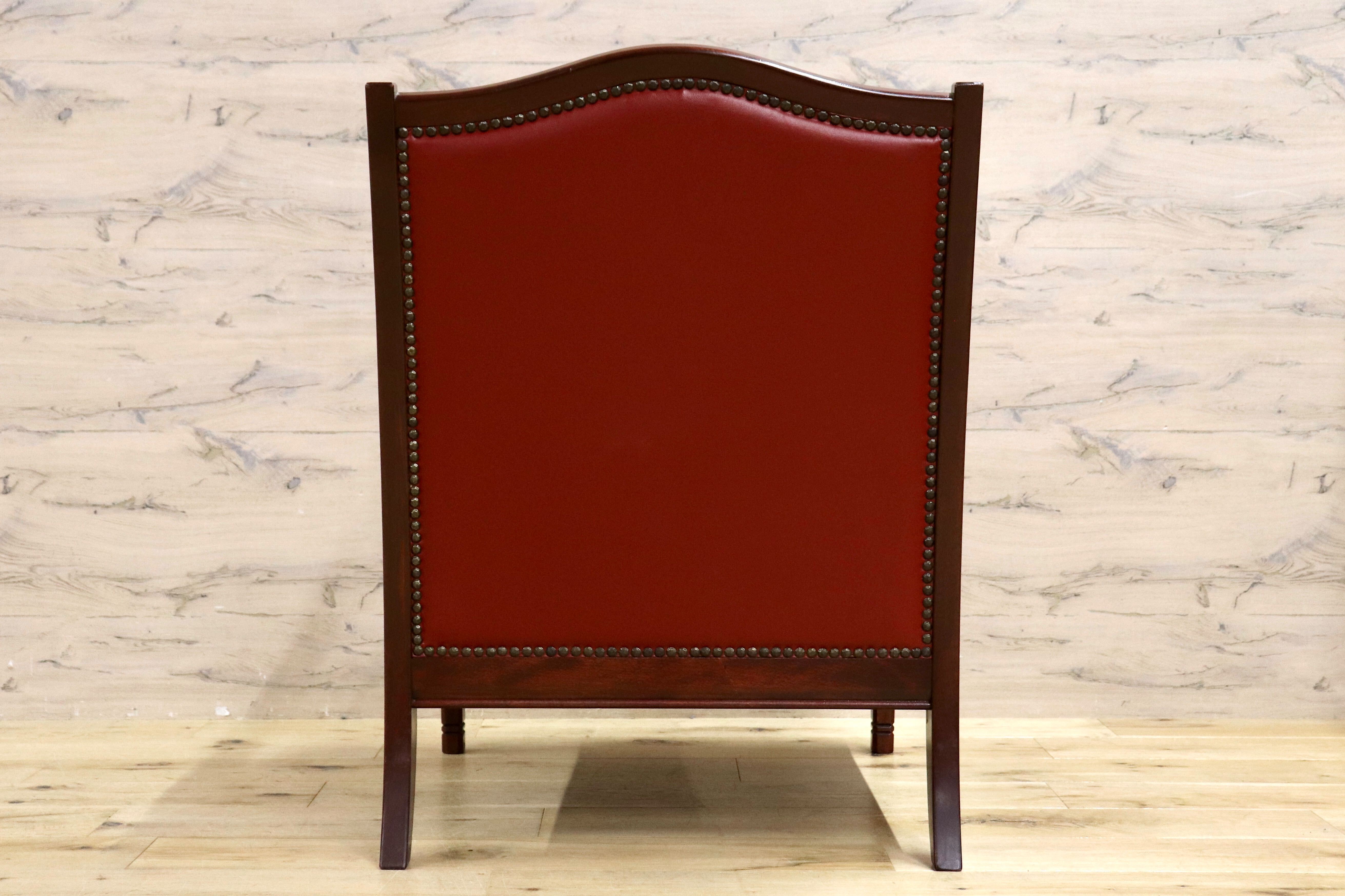 GMHK675A○神戸洋家具 シングルソファ 1人掛けソファ ラウンジチェア アームチェア ヴィンテージ アンティーク 本革 検)メープル不二家