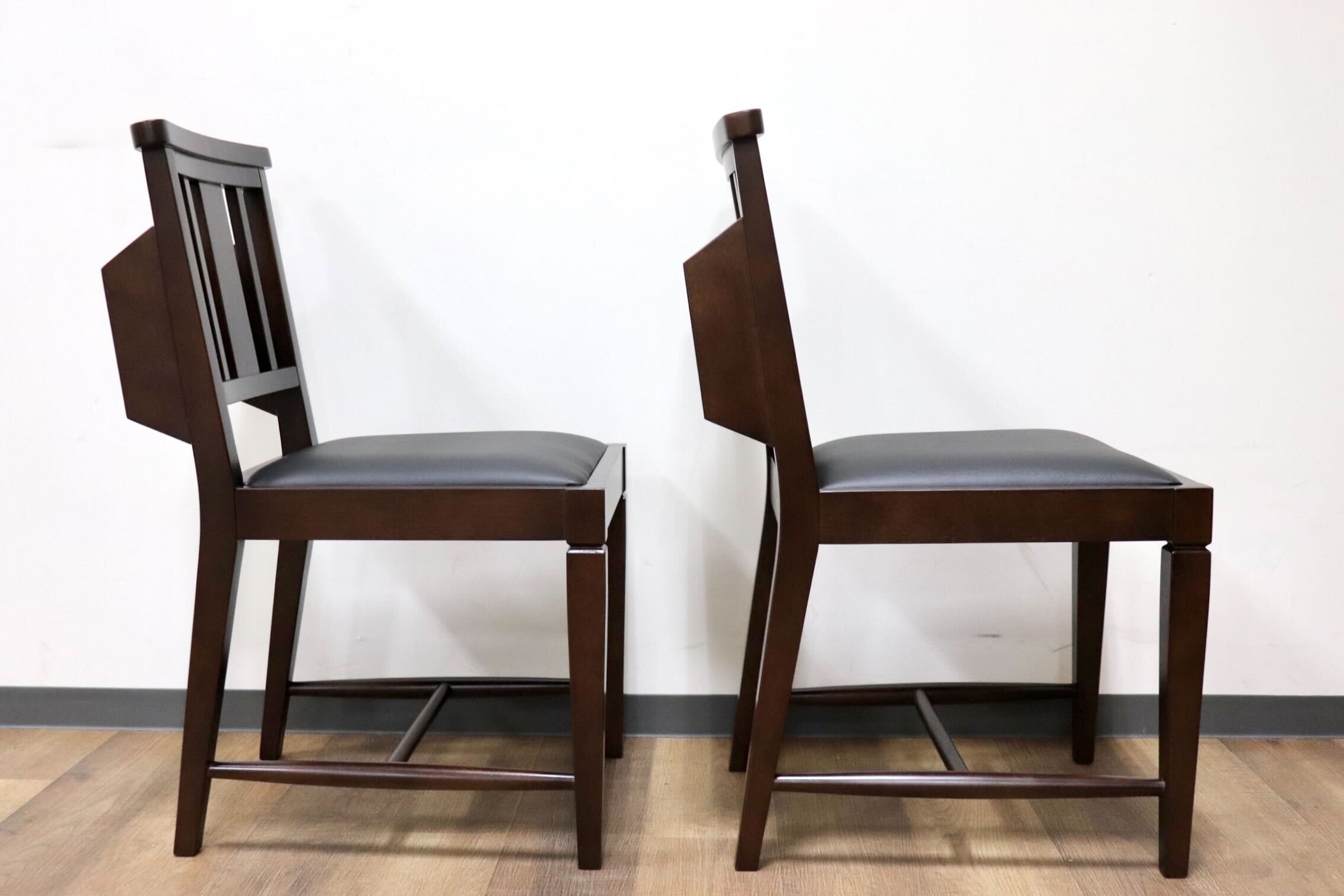 GMGN342F○CHERRY FURNITURE / 桜屋工業 ダイニングチェア チャーチチェア マガジンラック 合皮 ダークブラウン 2脚セット モダン 未使用品