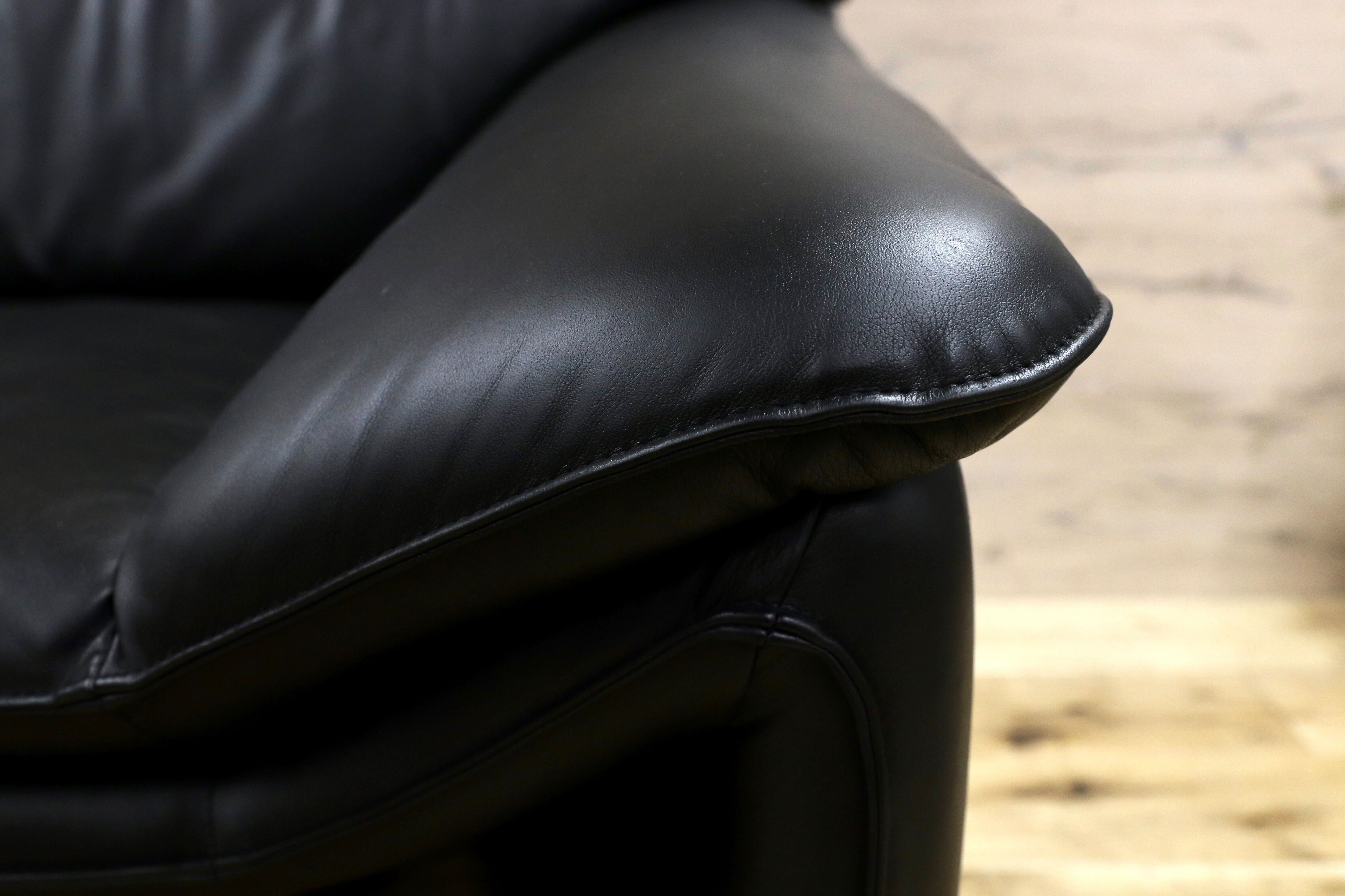 GMGT69○LAAUSER / ラウーザ ATLANTA アトランタ 2.5人掛けソファ ラブソファ 総革 黒 モダン ドイツ製 定価71.4万 最高級 美品