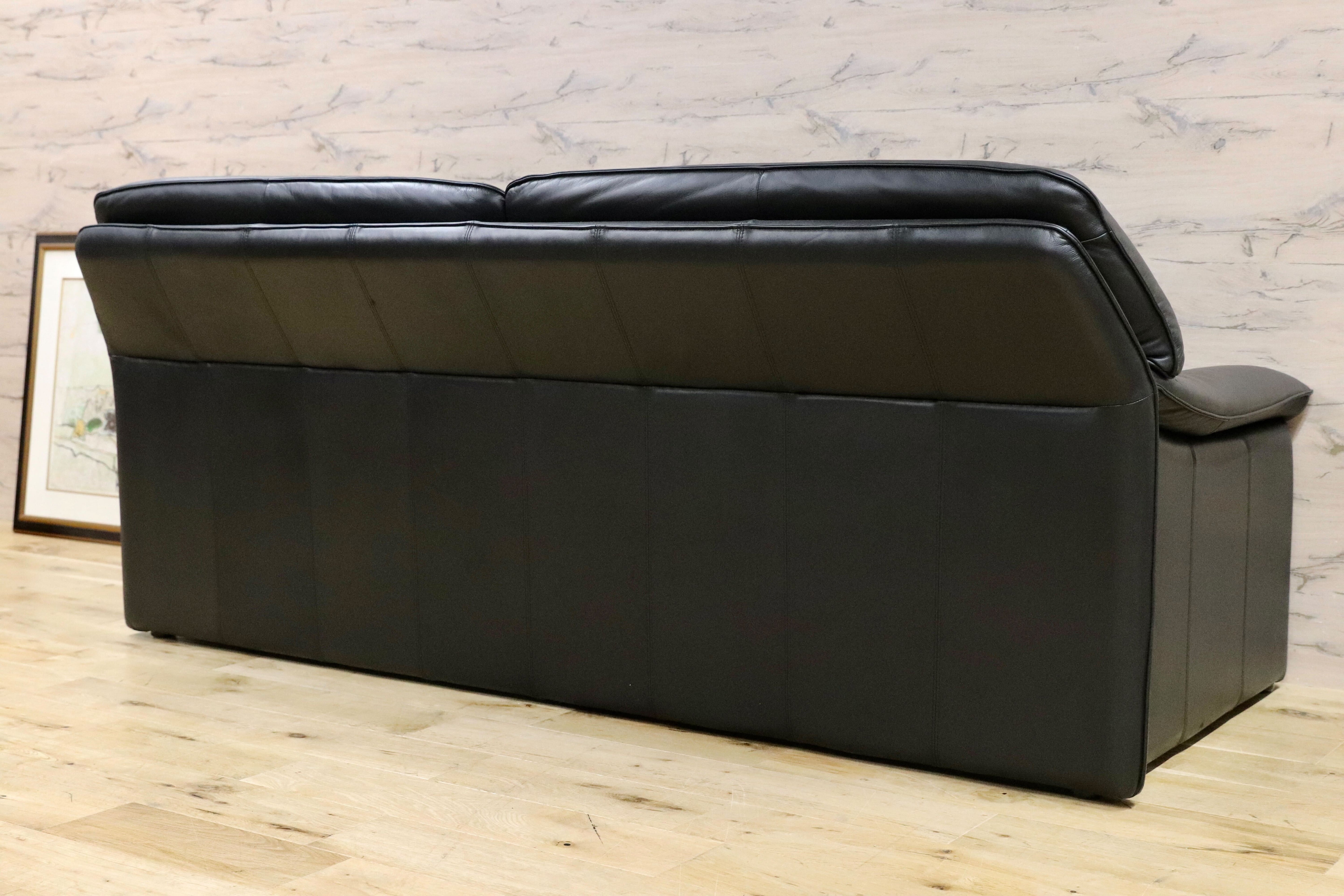 GMGT69○LAAUSER / ラウーザ ATLANTA アトランタ 2.5人掛けソファ ラブソファ 総革 黒 モダン ドイツ製 定価71.4万 最高級 美品