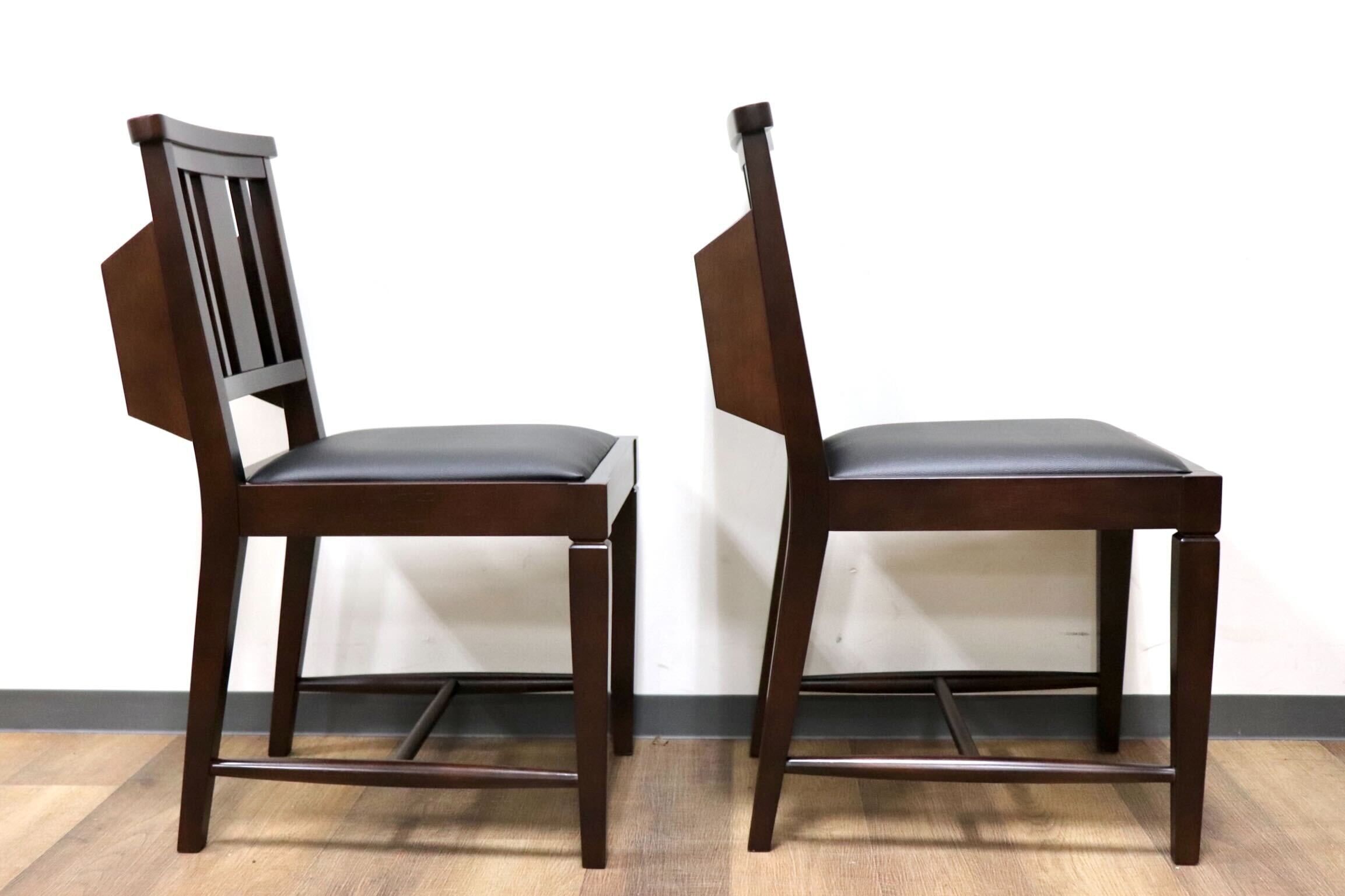 GMGN342G○CHERRY FURNITURE / 桜屋工業 ダイニングチェア チャーチチェア マガジンラック 合皮 ダークブラウン 2脚セット モダン 未使用品