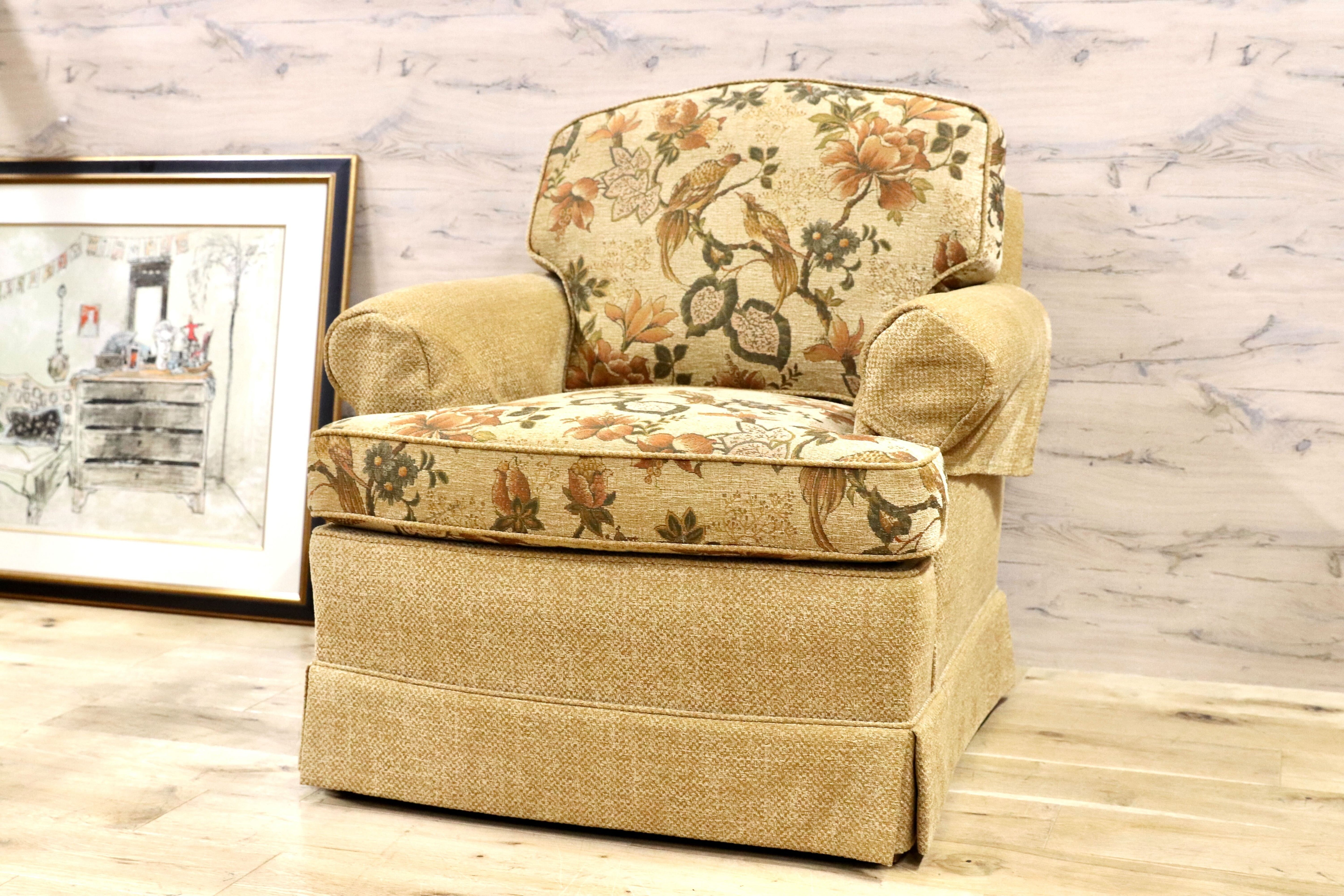 GMGS154A○DREXEL HERITAGE / ドレクセルヘリテイジ 最高級 1人掛けソファ シングルソファ ファブリック クラシック 定価約60万 美品