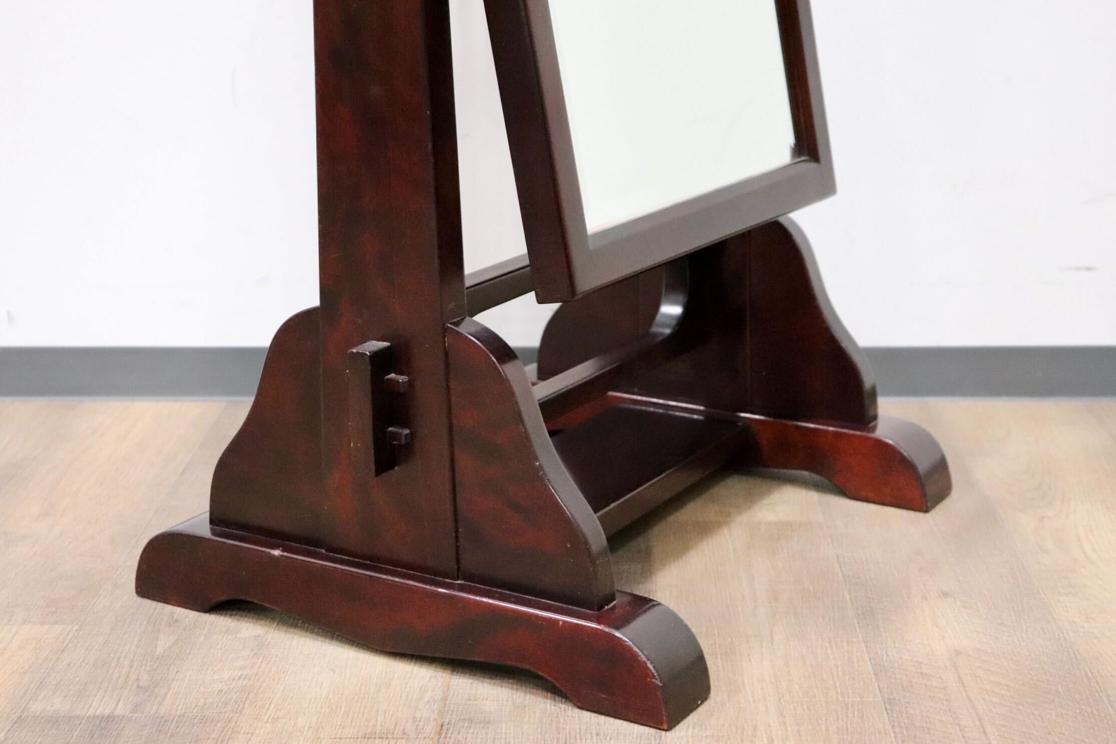 GMGF107○安芸民芸 スタンドミラー 鏡 姿見 全身鏡 椛 樺材 無垢材 和家具 民芸家具 伝統工芸 和室 和モダン レトロ アンティーク