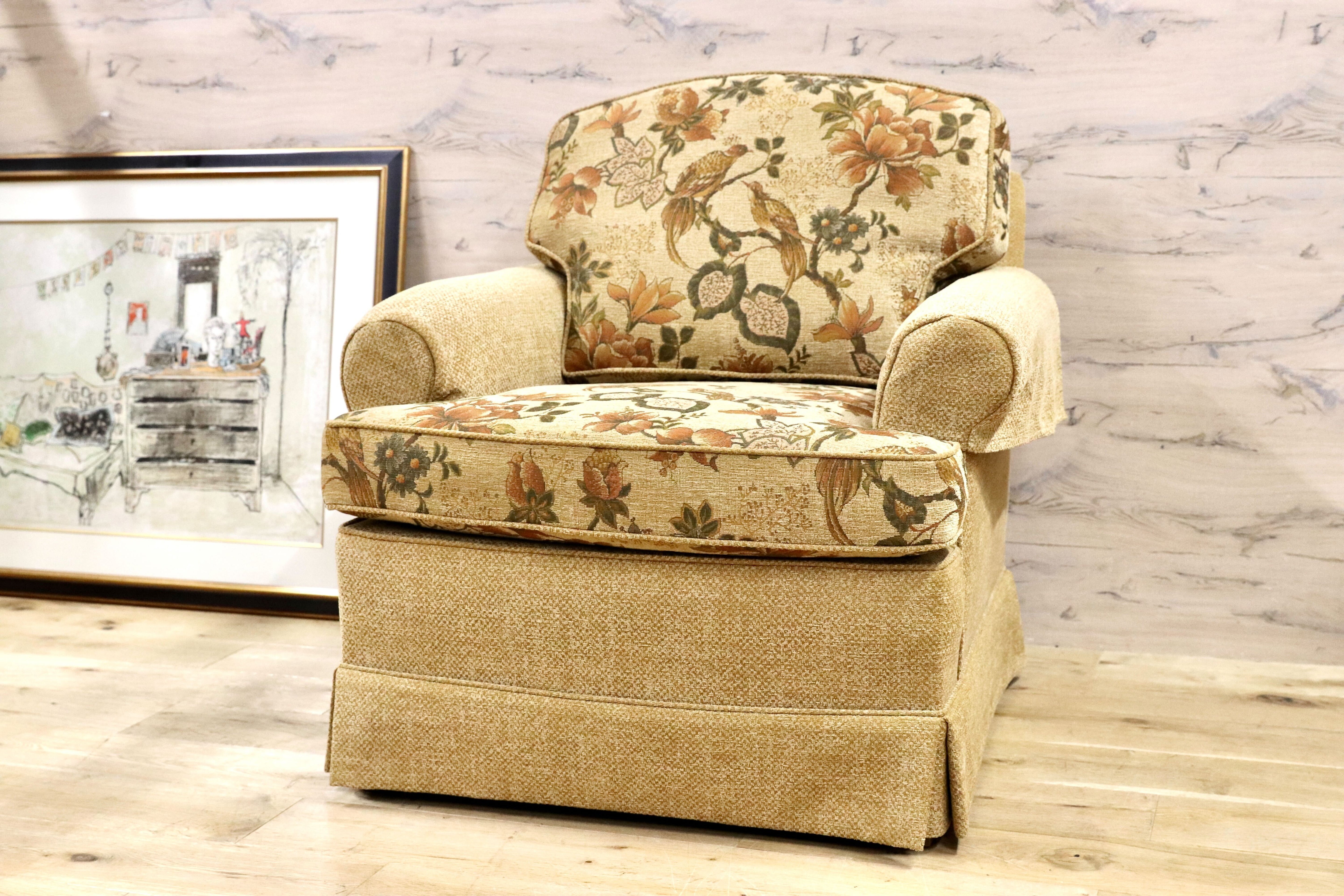 GMGS154B○DREXEL HERITAGE / ドレクセルヘリテイジ 最高級 1人掛けソファ シングルソファ ファブリック クラシック 定価約60万 美品