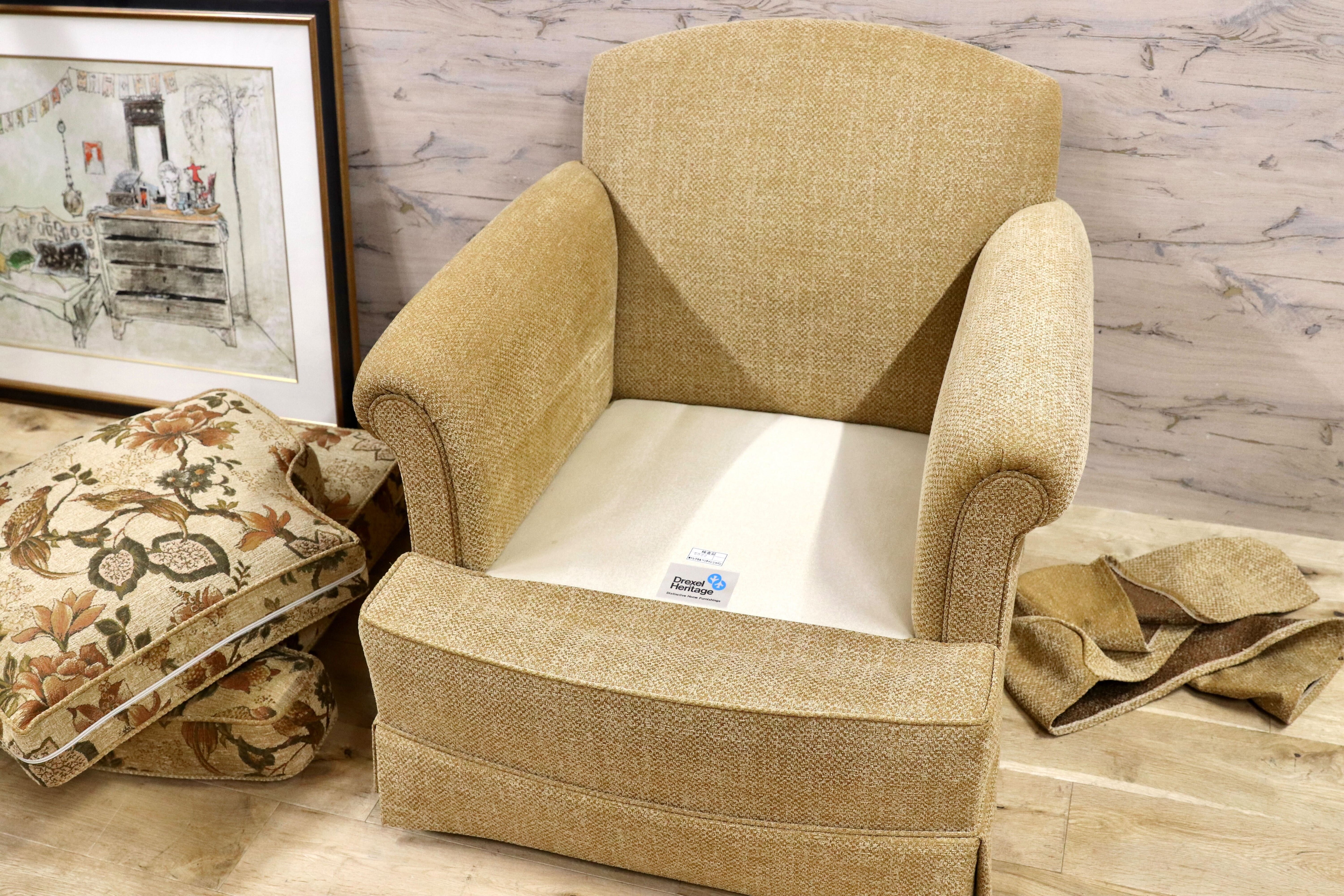 GMGS154B○DREXEL HERITAGE / ドレクセルヘリテイジ 最高級 1人掛けソファ シングルソファ ファブリック クラシック 定価約60万 美品