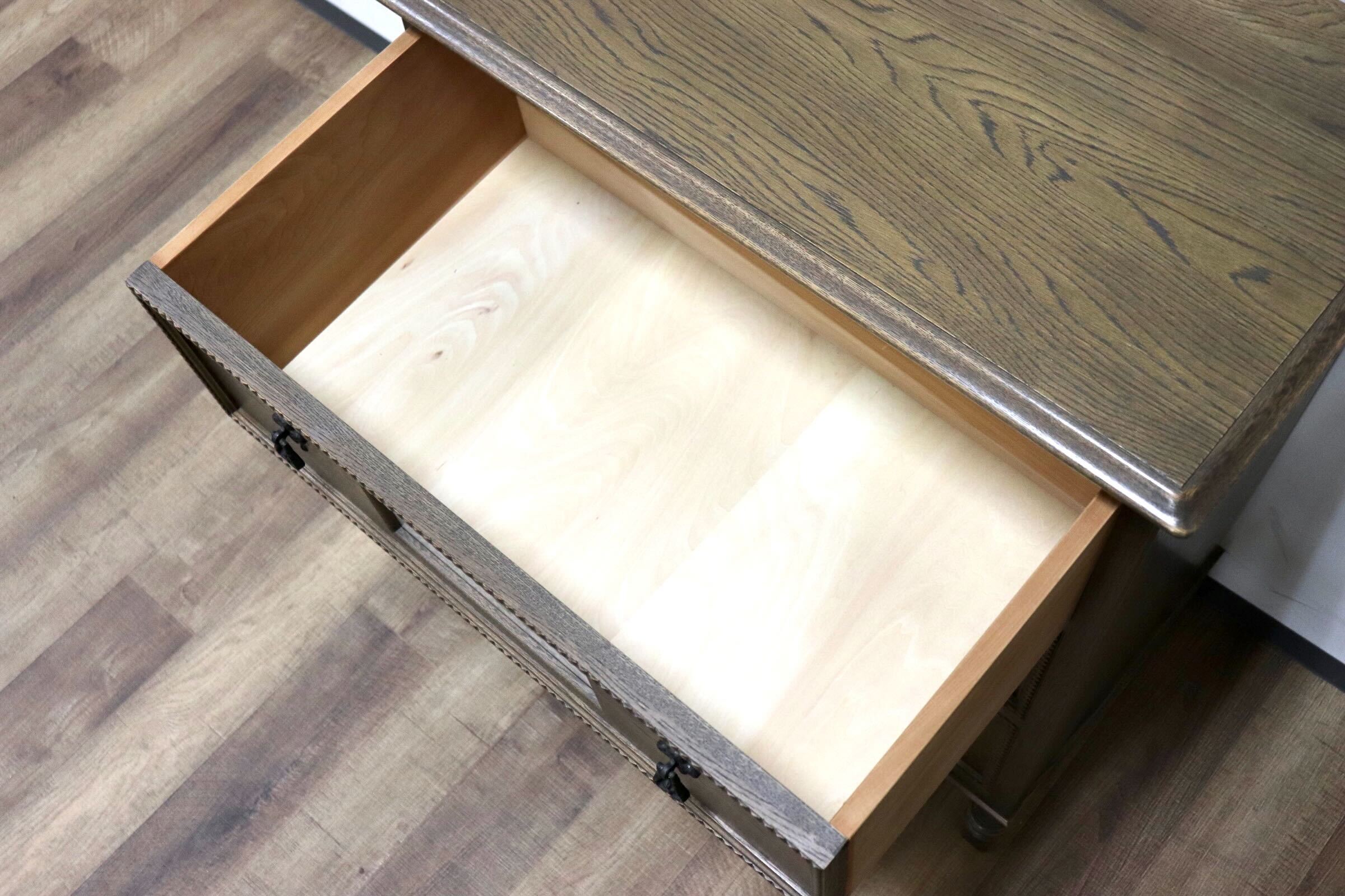 GMGN349○神戸家具 洋家具 伊藤家具 3段チェスト 整理タンス 彫刻 オーク材 クラシカル 花柄 和製ヴィンテージ アンティーク 検)永田良介