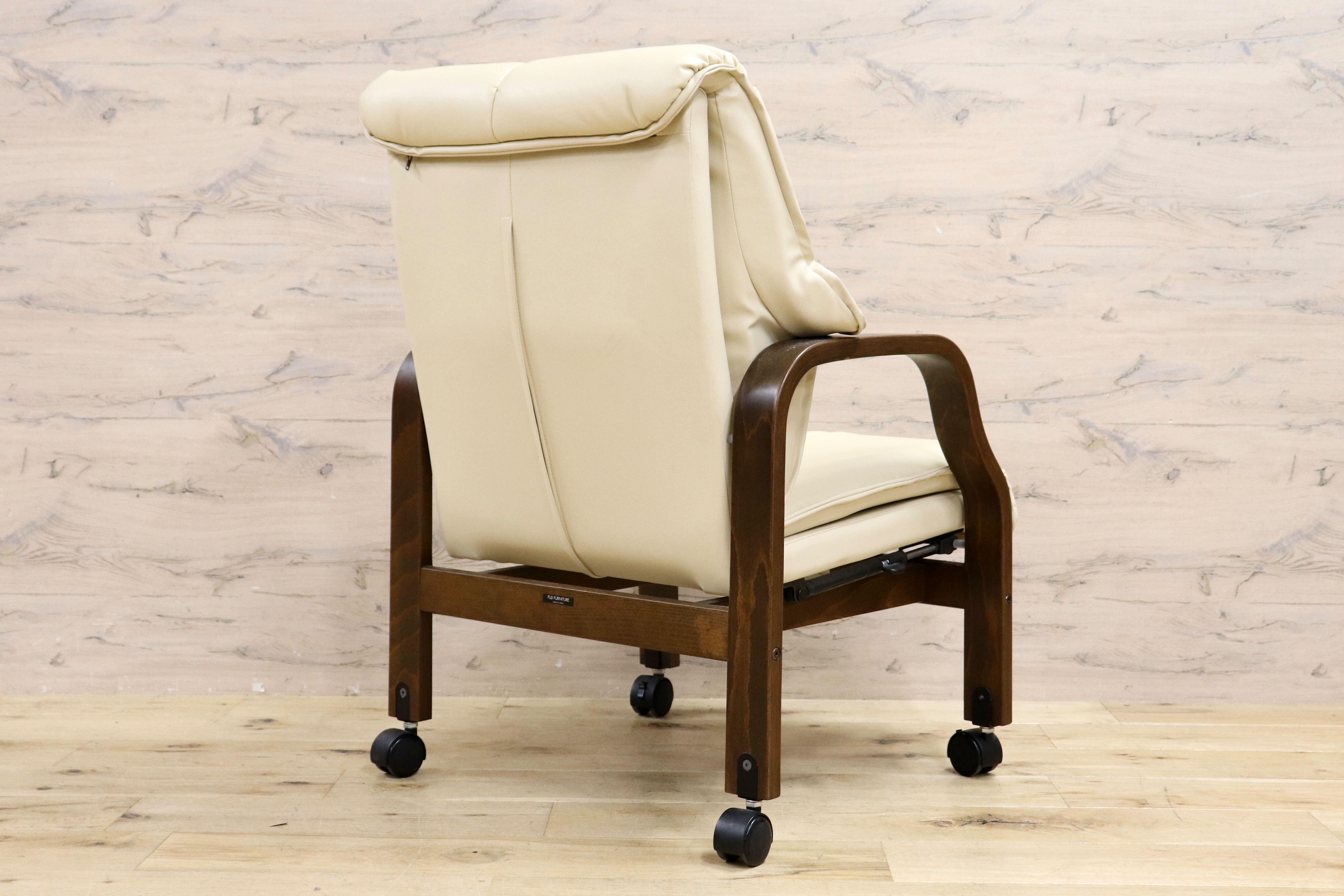 GMIS110B○冨士ファニチア / FUJI FURNITURE リクライニング アームチェア ダイニングチェア キャスターチェア 椅子 レザー