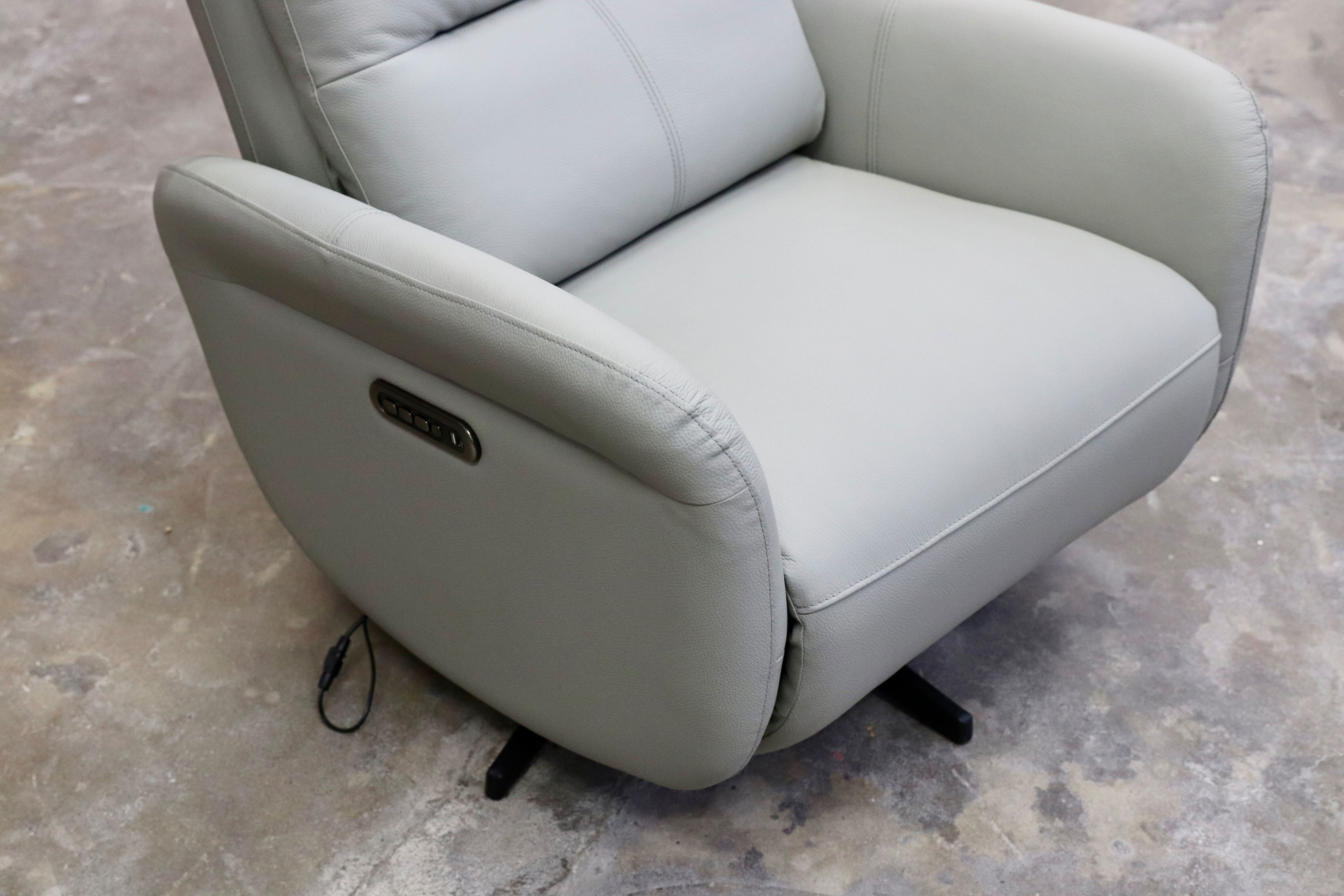 GMIH381○ヤマダオリジナル 電動パーソナルチェア ライトグレー 本革 レザー 1人掛けソファ シングルソファ