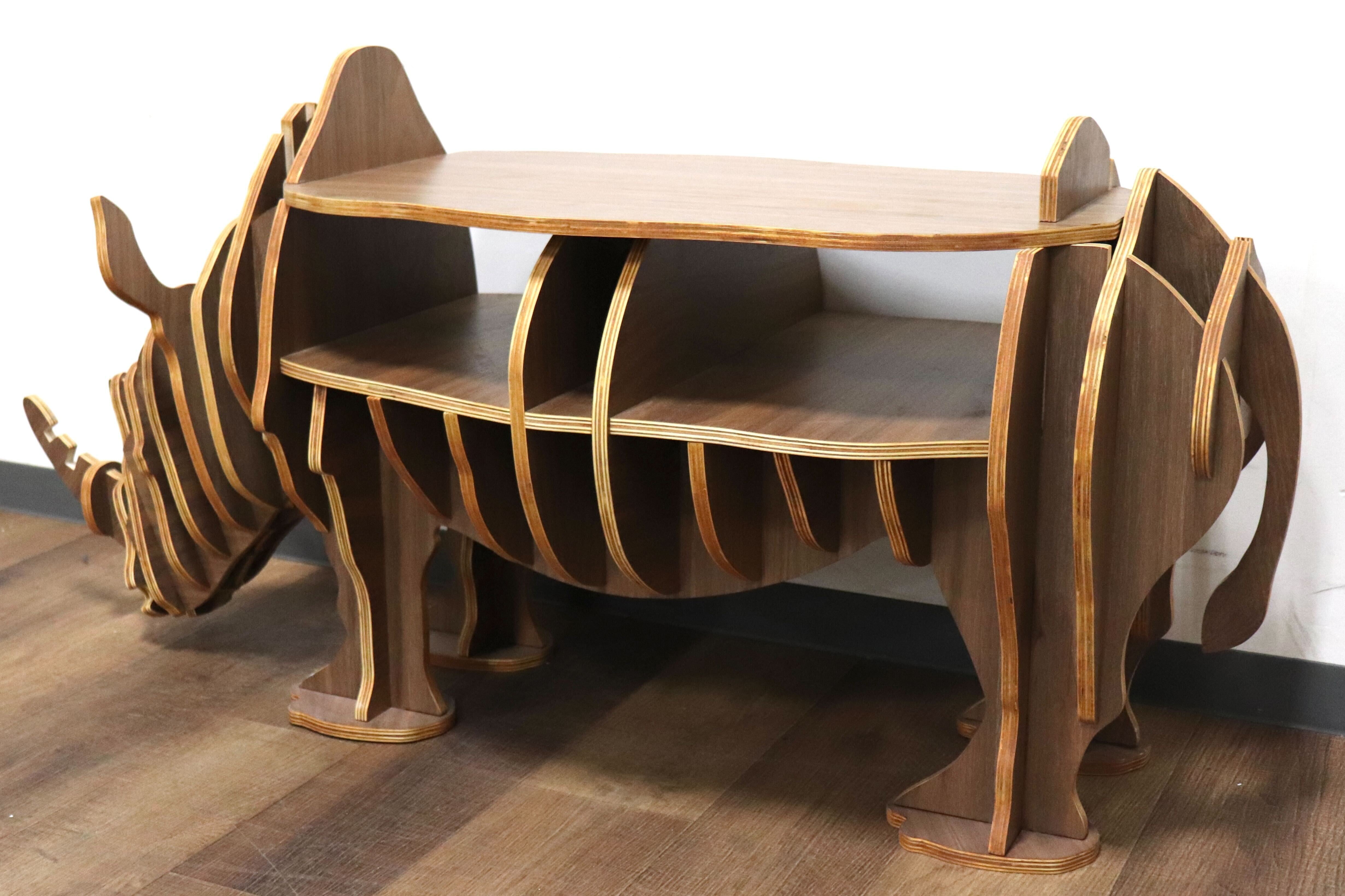 GMHK568○TIMELESS CRAFT /タイムレスクラフト Animal Shelf Rhino サイ サイドテーブル ウォールナット 定価約6.5万 稀少 展示品