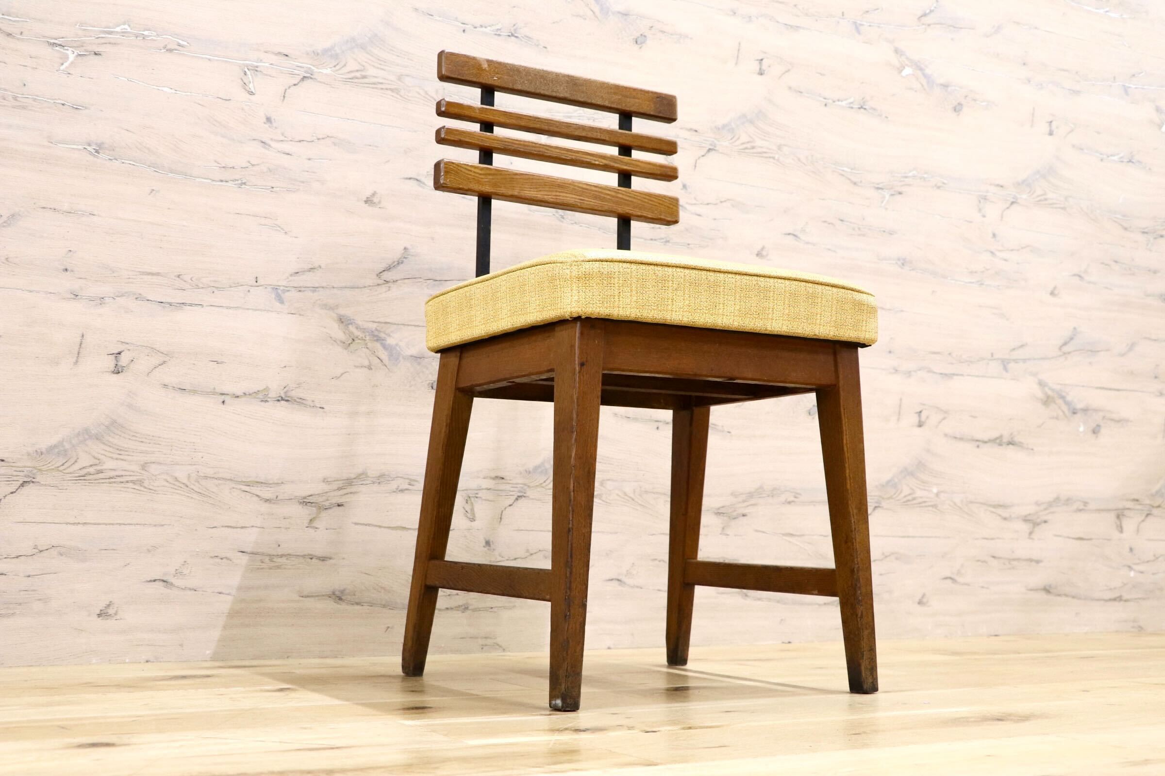 GMIS495G○アンティーク 北欧スタイル ヴィンテージ ダイニングチェア デスクチェア コンパクトチェア 木製 ビニールレザー レトロ カフェ