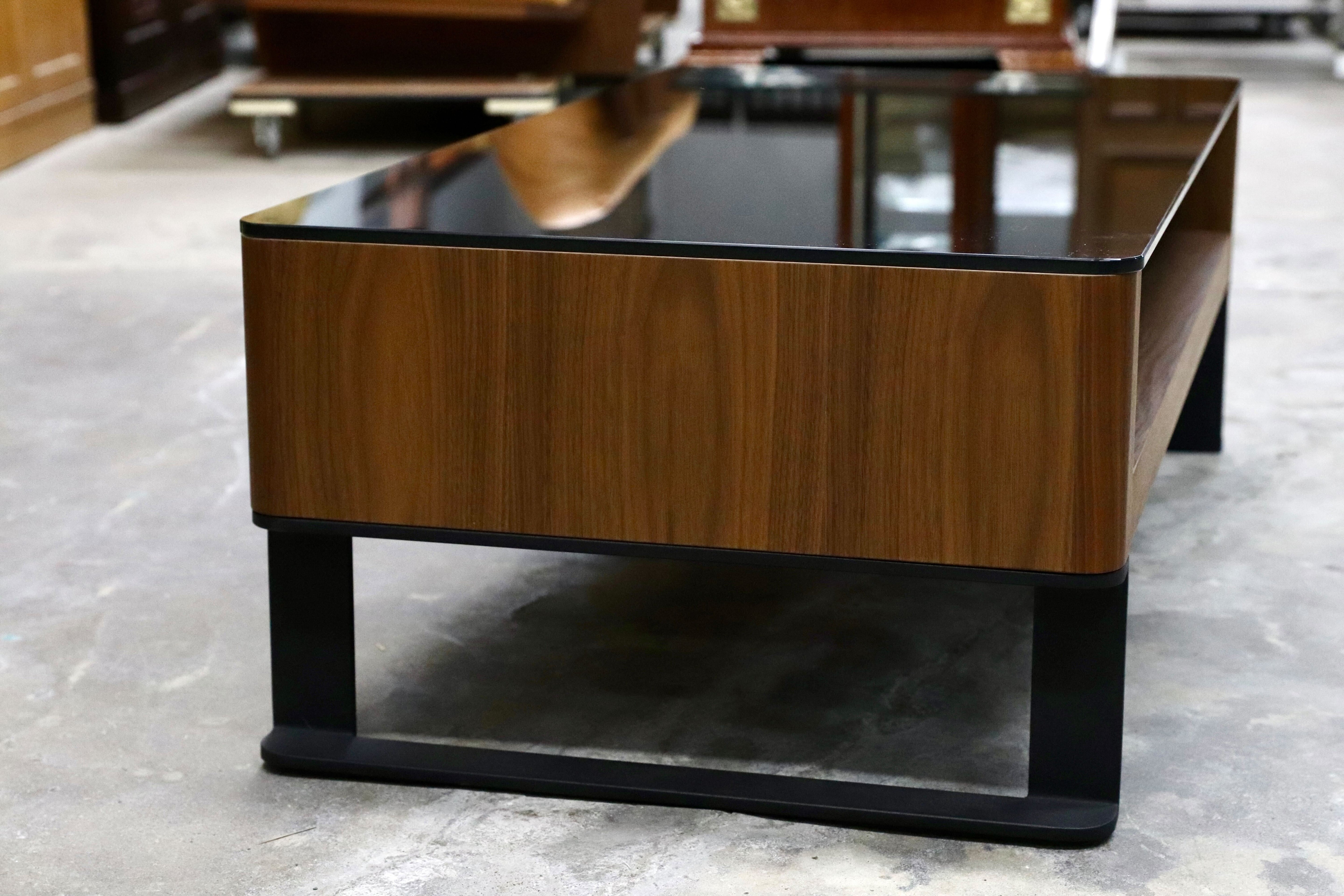 GMIK715○ニトリ / NITORI ガラステーブル センターテーブル リビングテーブル ウォールナット 展示品