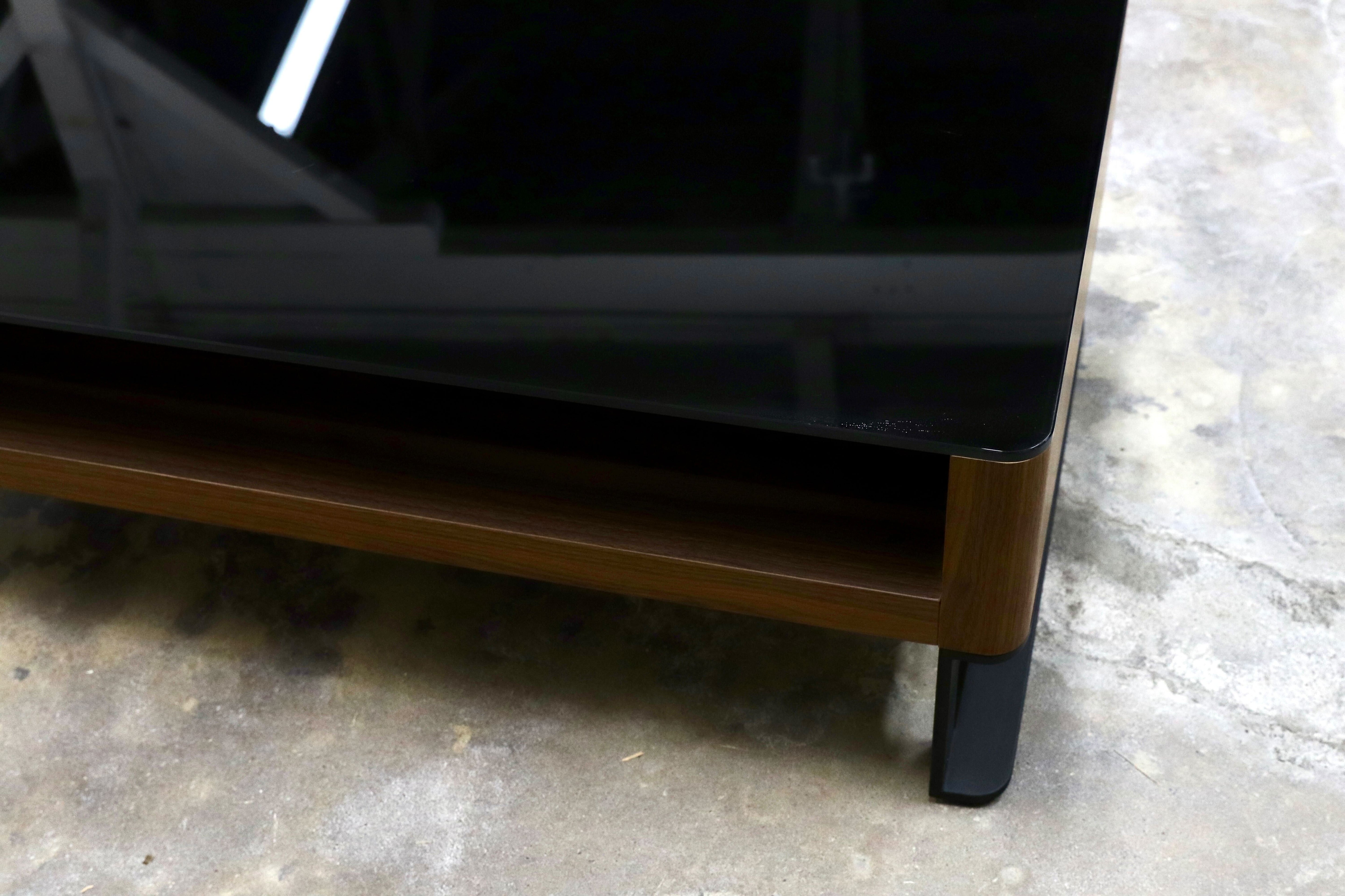 GMIK715○ニトリ / NITORI ガラステーブル センターテーブル リビングテーブル ウォールナット 展示品