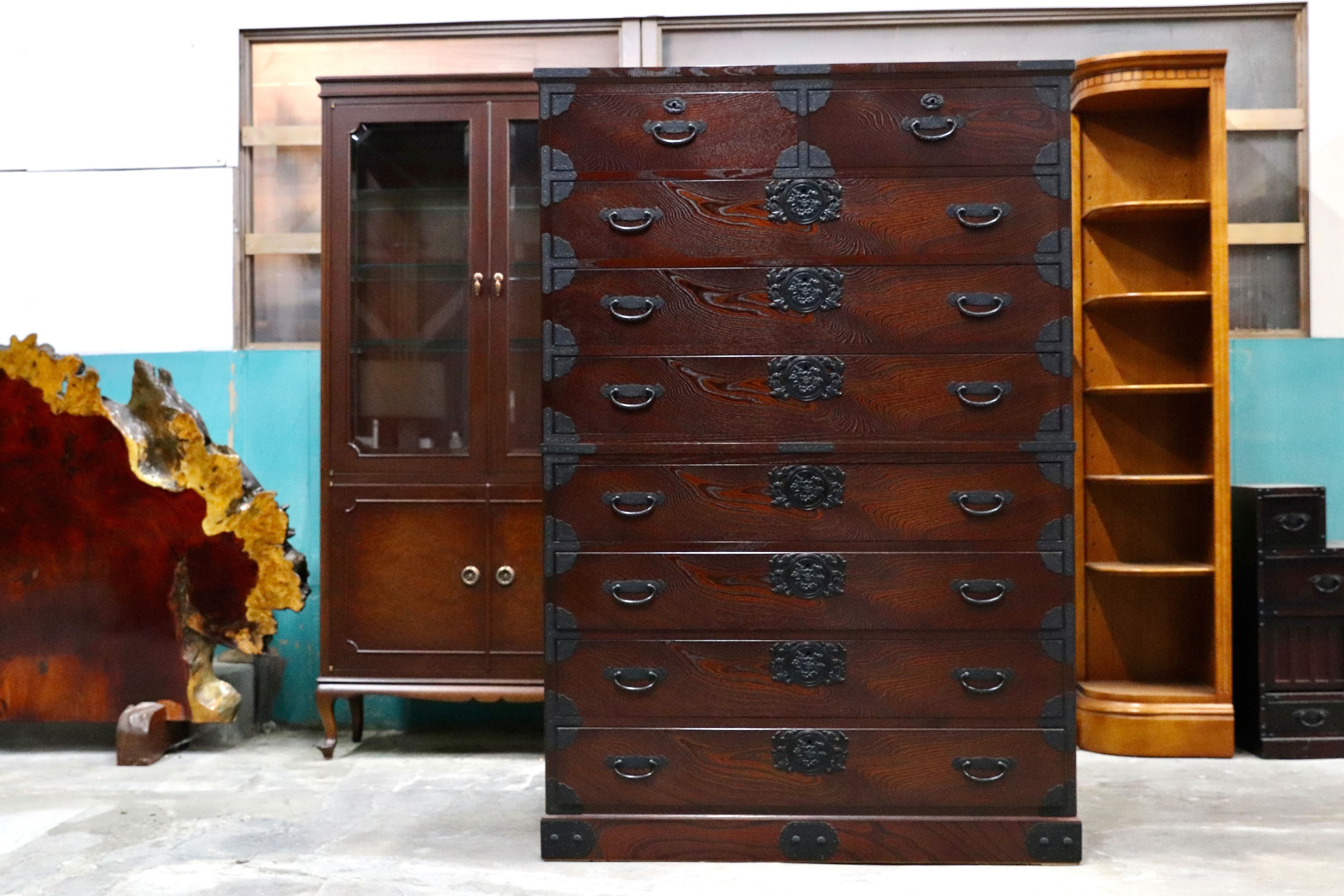 GMIH320○筑後民芸家具 チェスト 整理箪笥 箪笥 タンス 引出し収納 和家具 和モダン レトロ アンティーク調