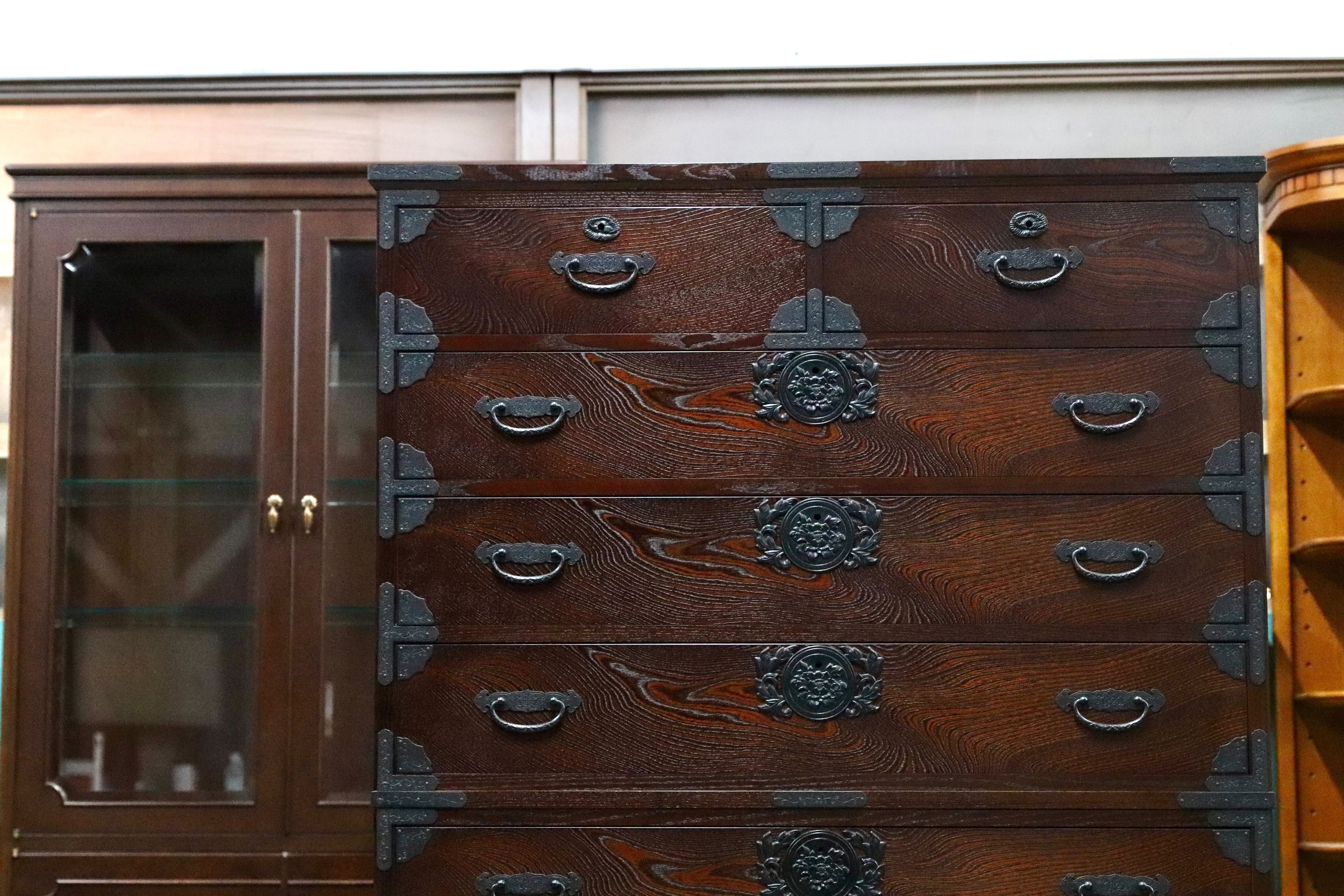 GMIH320○筑後民芸家具 チェスト 整理箪笥 箪笥 タンス 引出し収納 和家具 和モダン レトロ アンティーク調