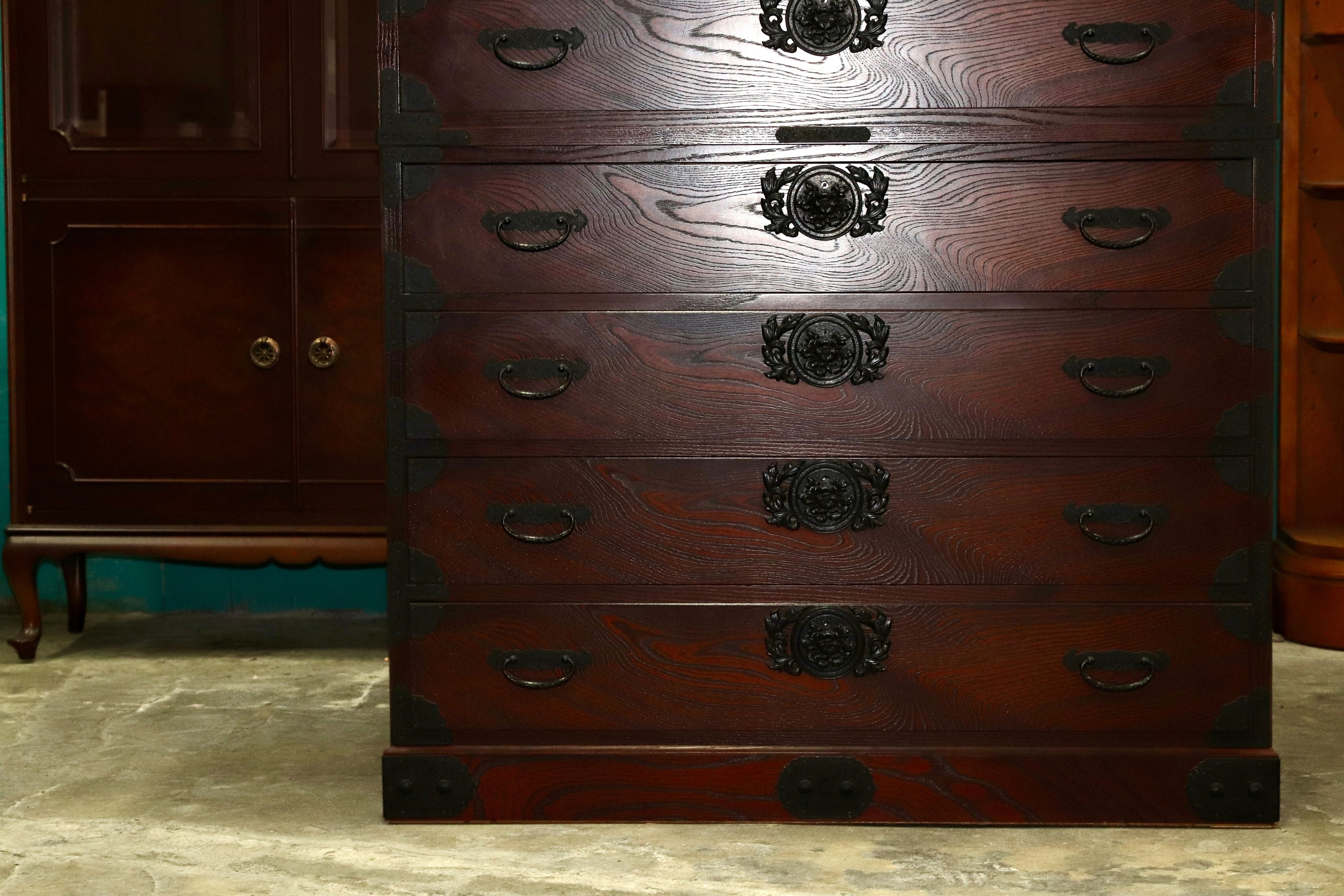 GMIH320○筑後民芸家具 チェスト 整理箪笥 箪笥 タンス 引出し収納 和家具 和モダン レトロ アンティーク調