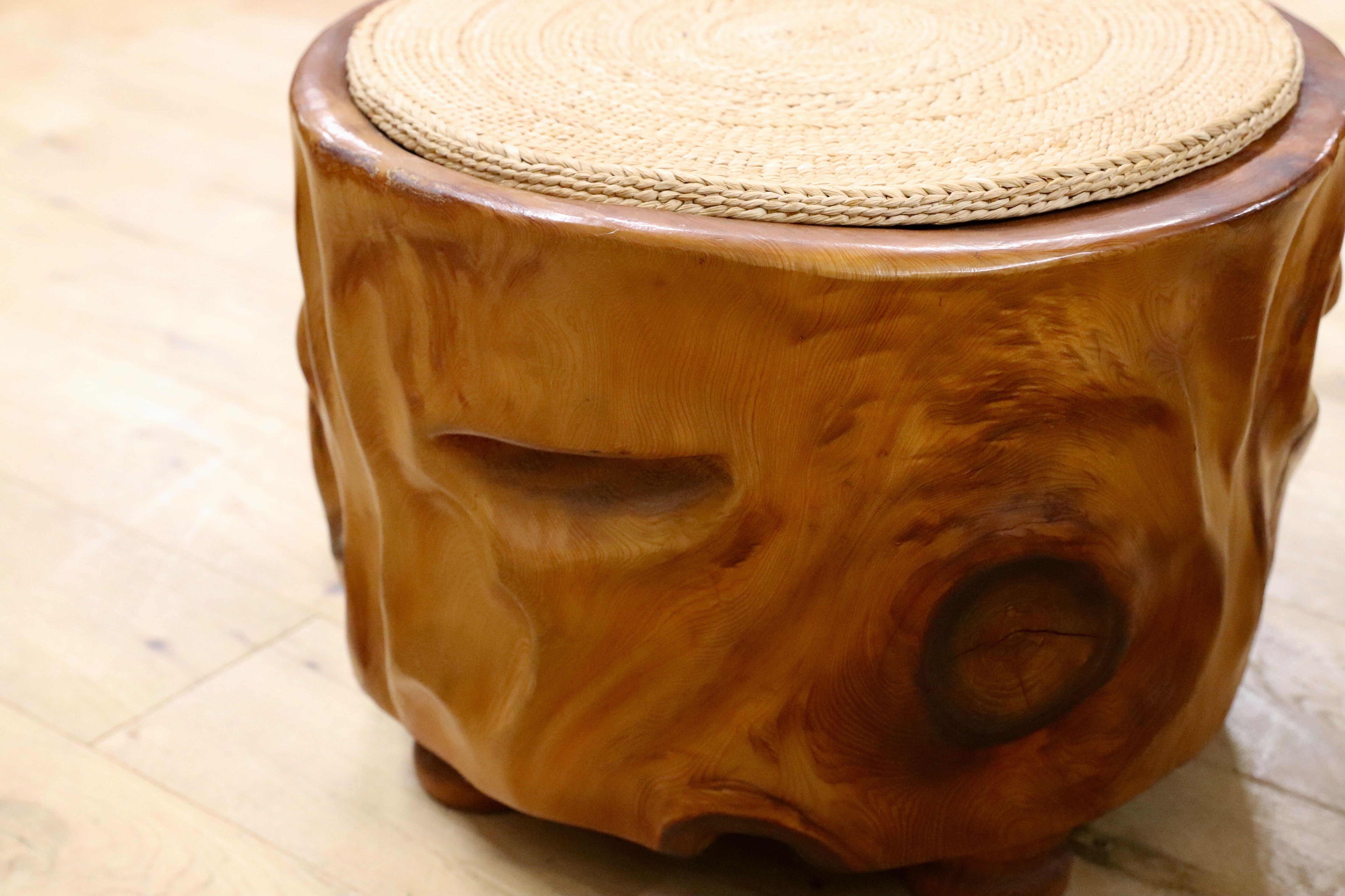 GMHH124A○世界遺産屋久杉 無垢材 スツール 椅子 腰掛け 和家具 工芸品 アンティーク チェア