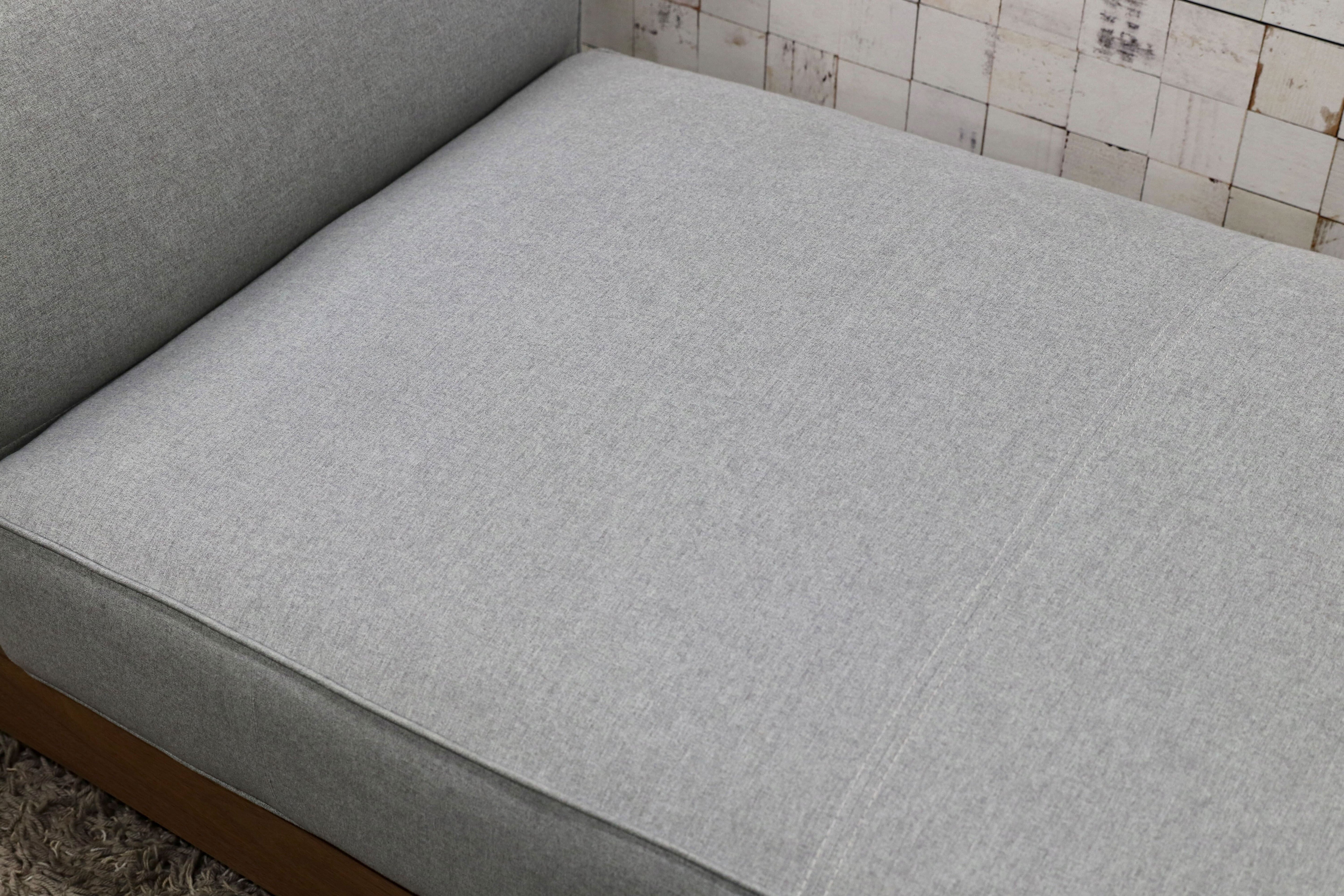 GMGS160○長椅子 シェーズロング システムソファ 北欧モダン ウォールナット ファブリック ミントグレー 定価12.1万 展示品