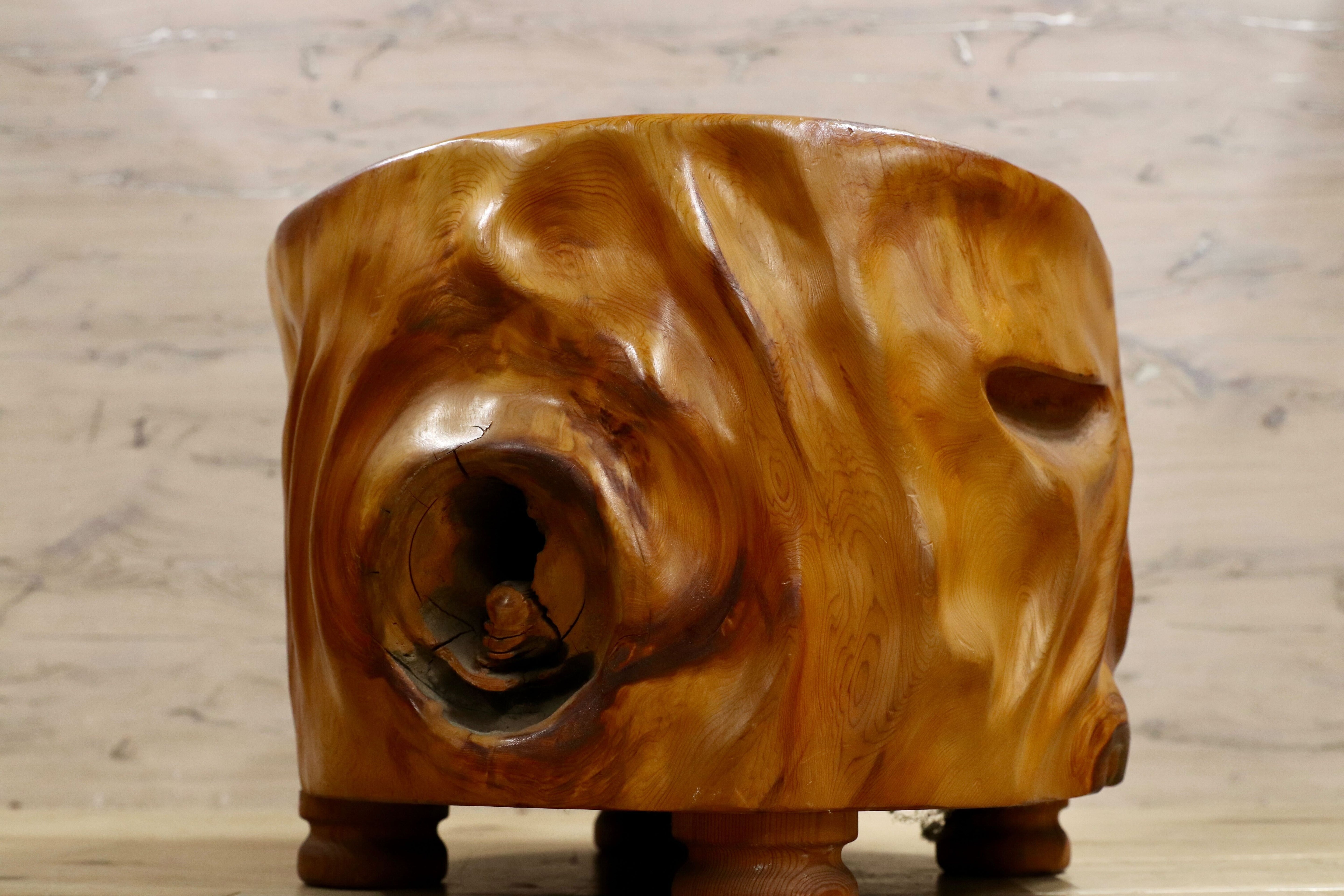 GMHH124A○世界遺産屋久杉 無垢材 スツール 椅子 腰掛け 和家具 工芸品 アンティーク チェア