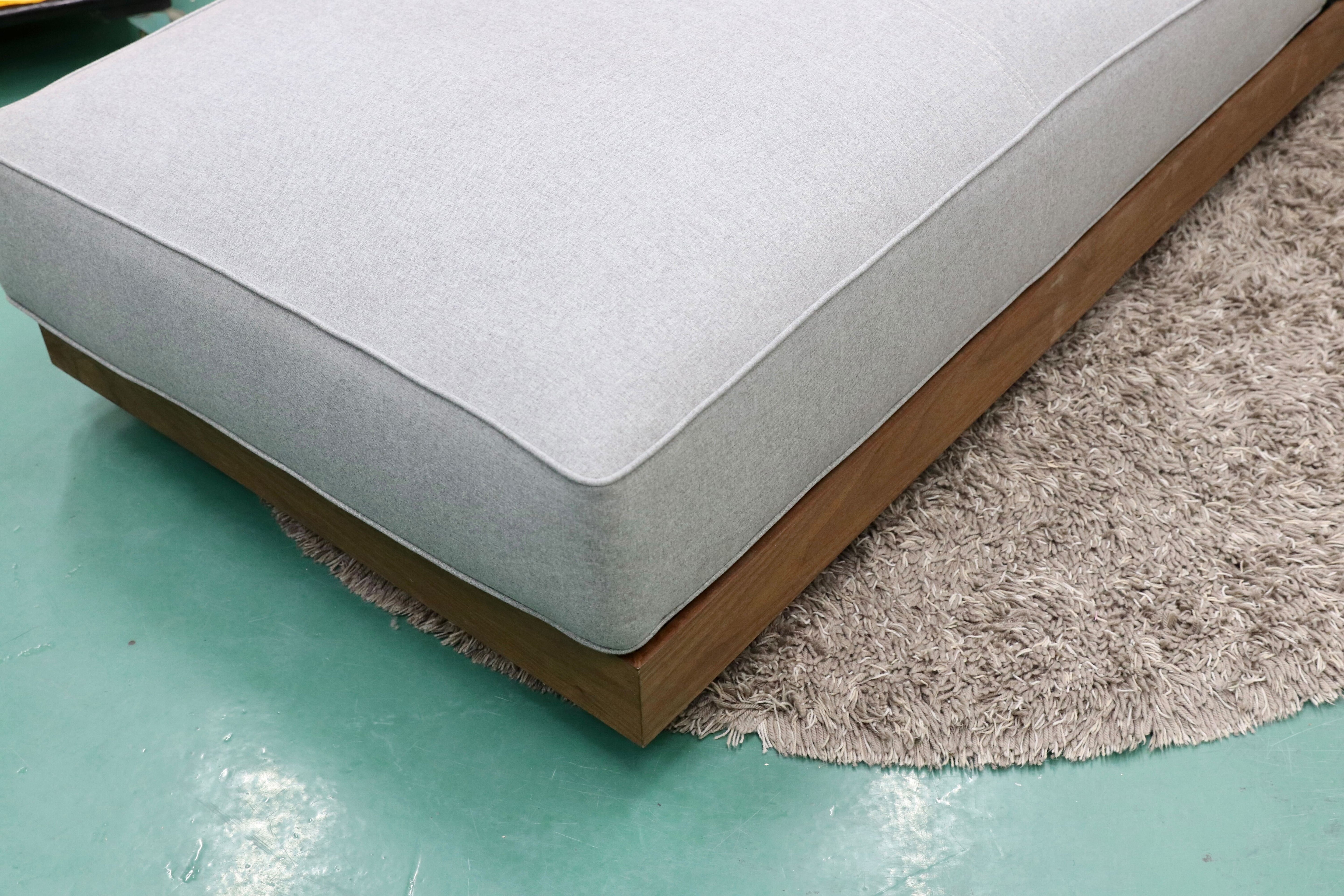 GMGS160○長椅子 シェーズロング システムソファ 北欧モダン ウォールナット ファブリック ミントグレー 定価12.1万 展示品