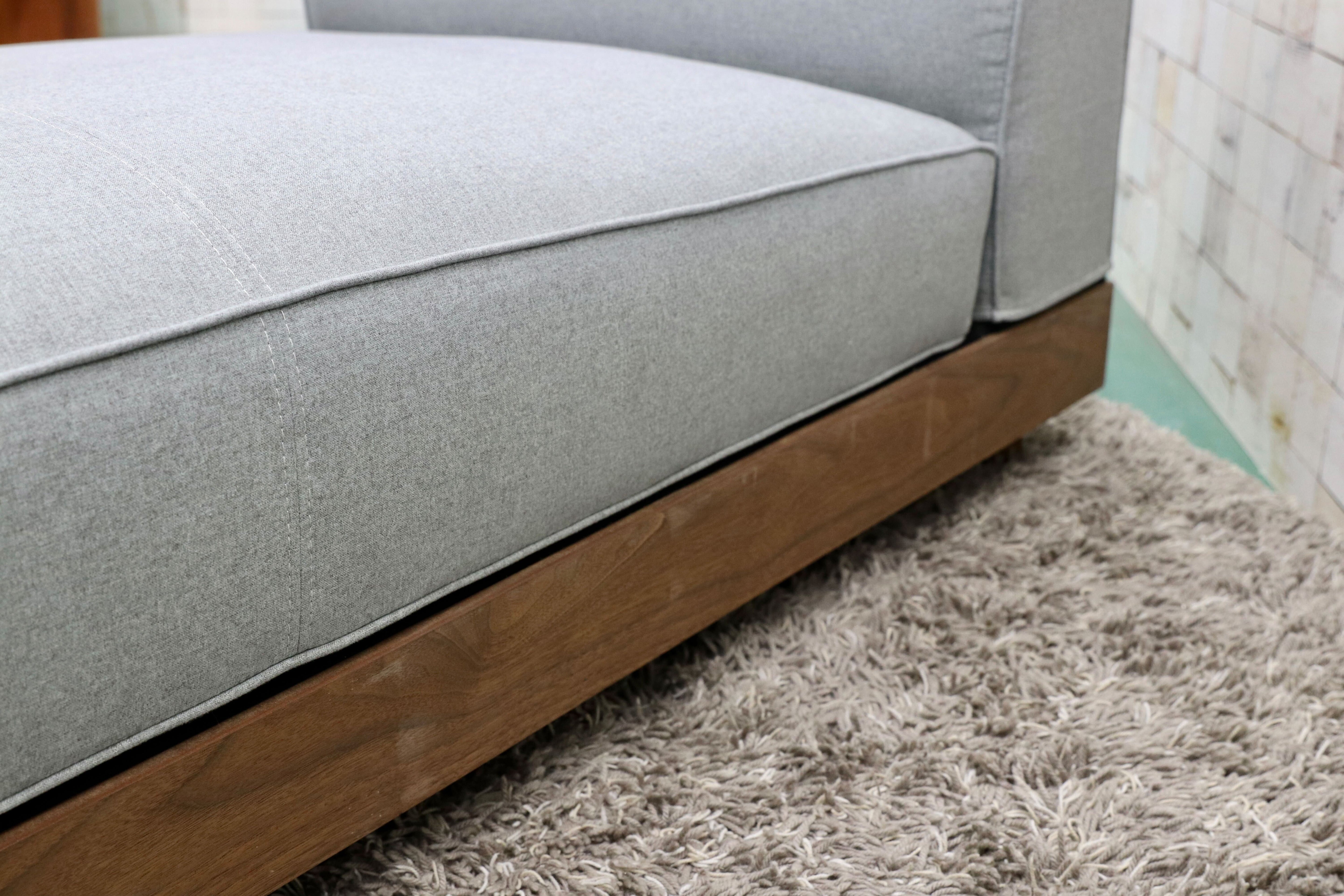 GMGS160○長椅子 シェーズロング システムソファ 北欧モダン ウォールナット ファブリック ミントグレー 定価12.1万 展示品